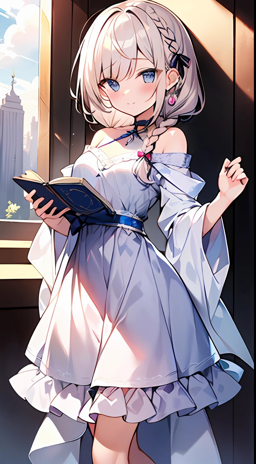 (incredibly absurdres absolutely resolution: 1.5), highest quality, masterpiece, ultra high resolution, 8k, (multiple girls), (gorgeous dresses with many gorgeous and colorful decorations) BREAK shoujo manga style, (loli), soft line drawing, digital enhancement, shojo manga touch, environmental change scenes, shojo manga core, ( Hair length to the shoulders))), (((short braid))), ancient capital of the West, full body visible angle, entangle, beautiful and aesthetic: 1.5, High quality: 1.3