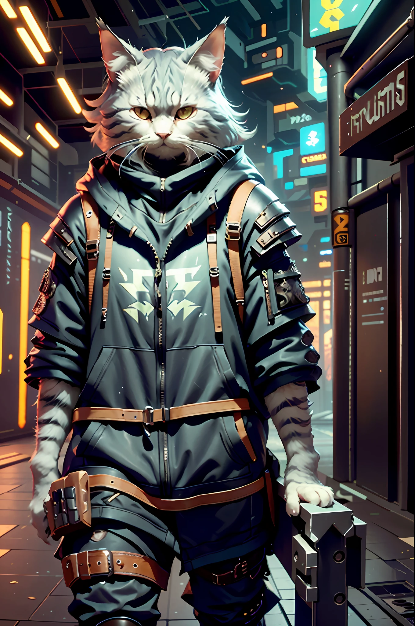 c4ttitude， stratagem， Focus on your eyes， furred， challenger， Agility， spellbinding， Cyberpunk clothing，nylon， Fast claws， arena， The digital realm， stratagem， Showdown， game scenes，Masterpiece, Best quality, Ultra-detailed,8K wallpaper,Hyper-Resolution， Unreal 5