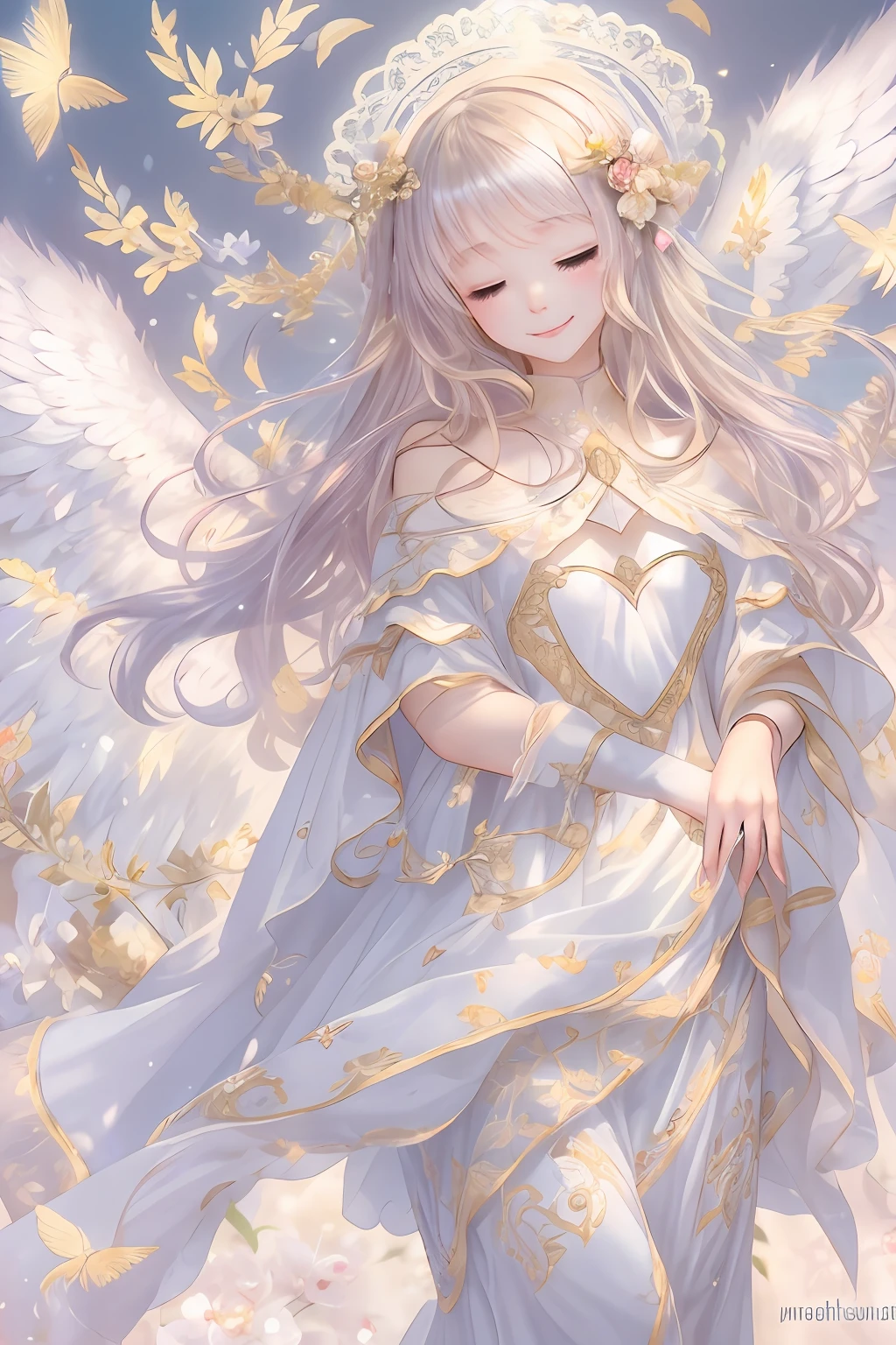 Blessings of Angels､Bright background、heart mark、tenderness､A smile、Gentle