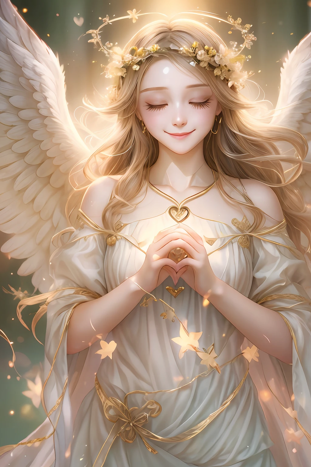 Blessings of Angels、Bright background、heart mark、tenderness、A smile、Gentle