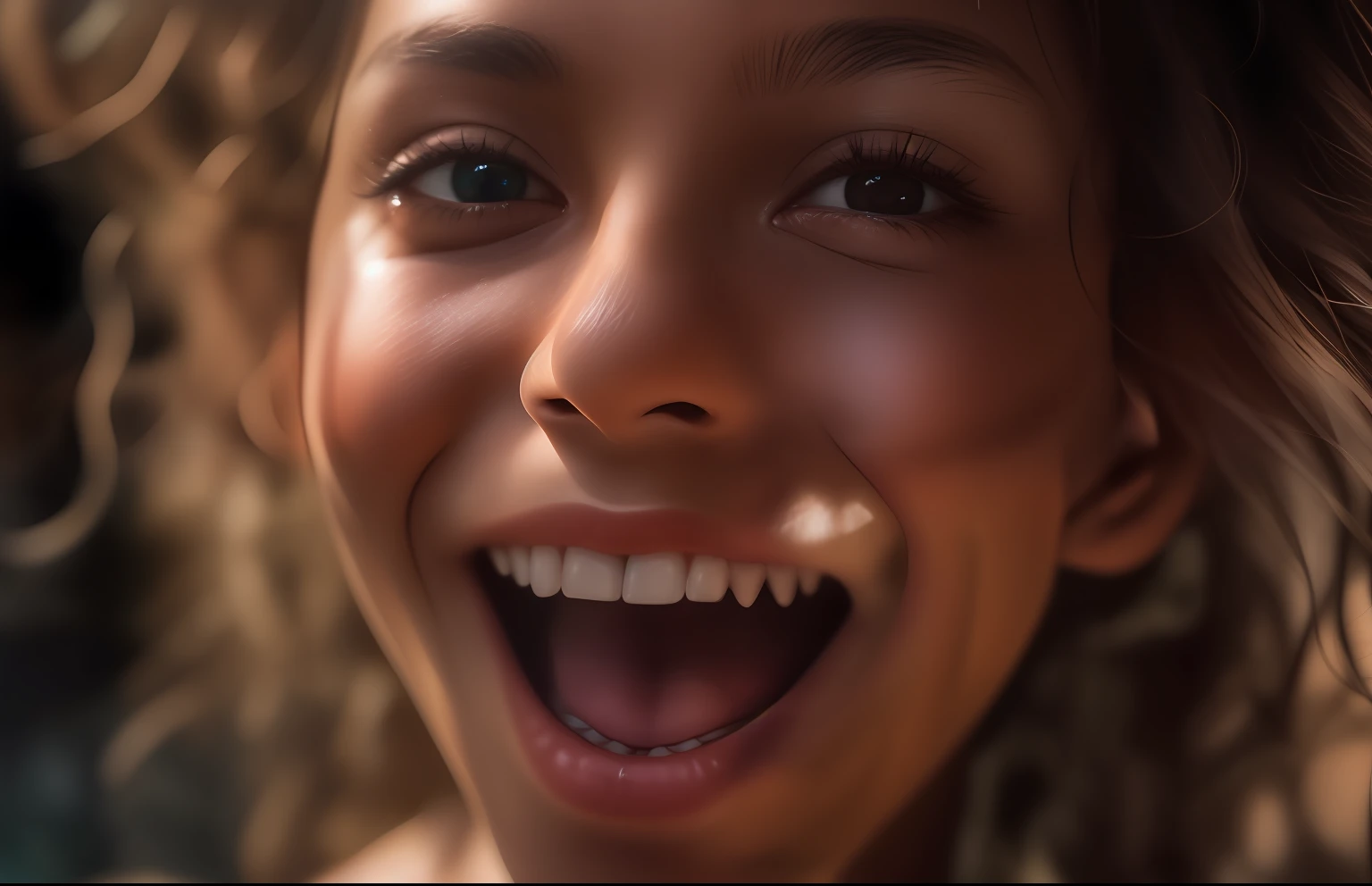 award winning photo of an Arabic girl, petite body, naked, perky , (lesbian:1.2), (kissing:1.2), deep tan skin, long curly hair in a ponytail, smiling at camera, goofy happy expression, tropical oasis, low angle perspective, by lee jeffries nikon d850 film stock photograph 4 kodak portra 400 camera f1.6 lens rich colors hyper realistic lifelike texture dramatic lighting unreal engine trending on artstation cinestill 800, dark, deep shadow, high contrast