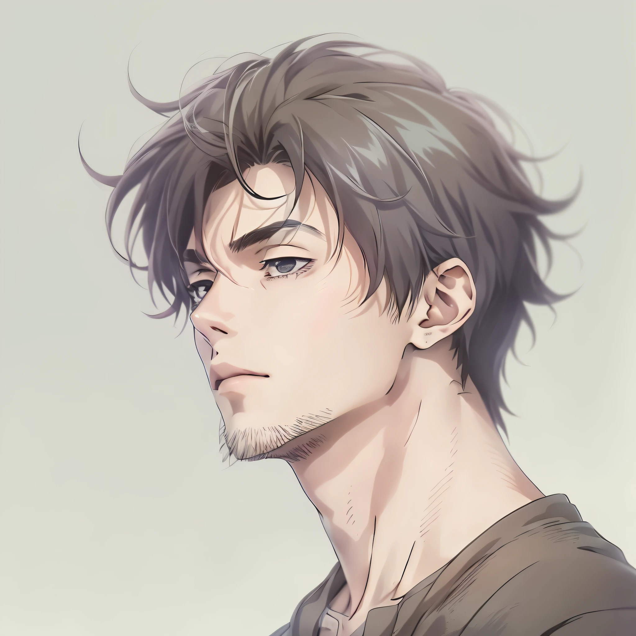 Anime - portrait in the style of a man with a short hairstyle and a brown shirt, Anime portrait of a handsome man, anime handsome guy, portrait of eren yeager, Stunning anime face portrait, Anime Realism Style, anime character portrait, realistic anime art style, face anime portrait, anime style portrait, Eren Yeager, made with anime painter studio, Beautiful Anime Portrait