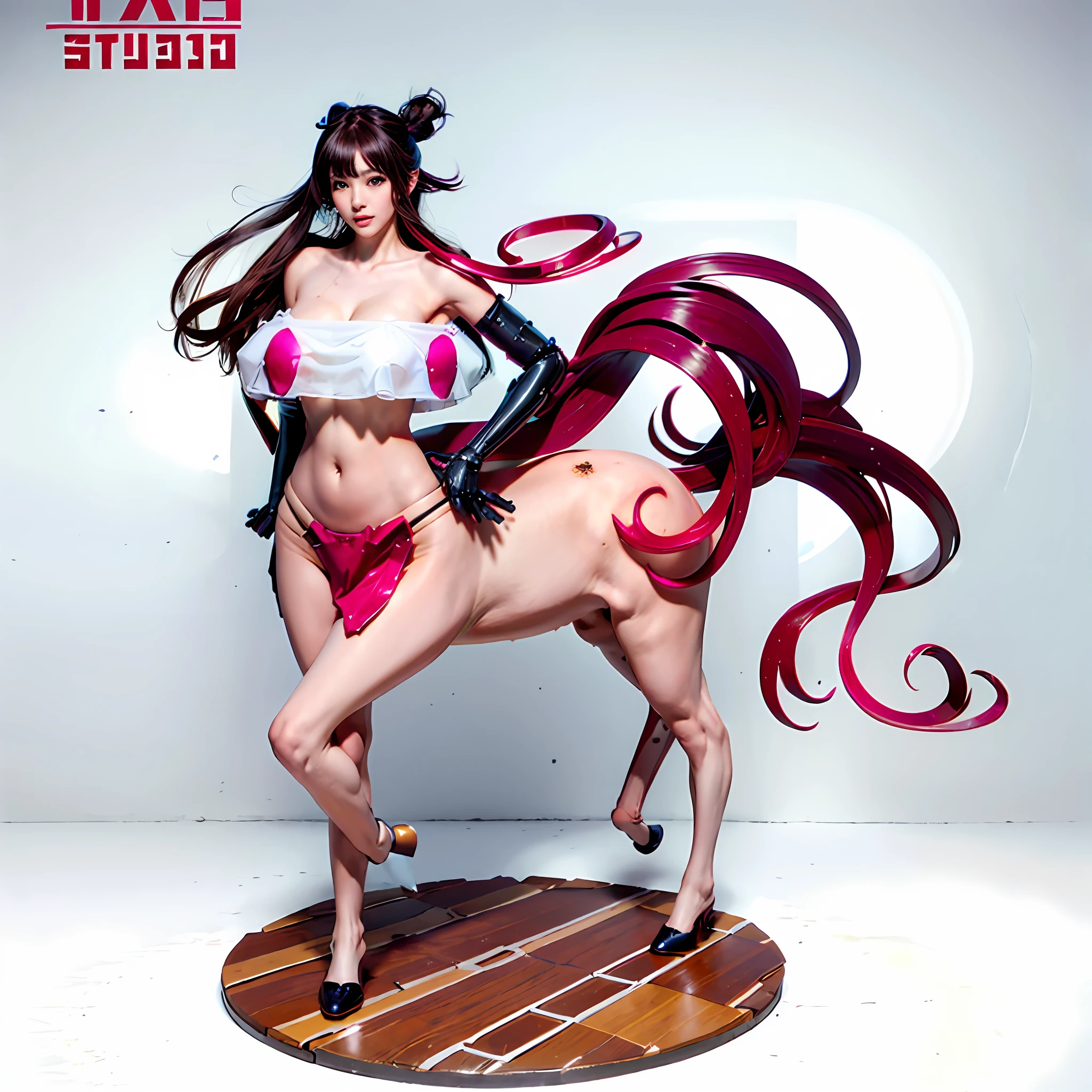 In the center of the ultra-wide-angle lens, Beautiful and ethereal mechanical centaur queen spreads her wings on the ionosphere for jumps。The upper body of the centaur queen is a sexy figure，Has distinctly feminine characteristics，The lower body is a mechanical part，Horse-shaped torso，Streamlined sexy lines。Use advanced stroke tools and color palettes halfway through, and texture packs, Model package, Texture tools，Concentration，Give the Centaur Empress a harmonious moving line，The mechanical light wings of the queen satyr are plated with a unique spatial glow，The halo crown on the head of the Mechanical Centaur Queen projects neon lights，Let her be majestic，Add complex textures and models to the Mechanical Centaur Empress, Gives the real body soft and sexy lines and an authentic texture，Let the legs in the shape of horse legs elegant and slender，Give the Mechanical Centaur Empress a sexy K-cup teardrop shape, Huge texture and true shine，Exude bondage。With Midjourney's advanced brush tools and palettes and strokes, Try different models and materials，Create gorgeous, epic look at your scene，Let the Mechanical Centaur Queen harmonize elegance and ethereal，The fallen enemy wreckage and the lunar surface are clearly shown against the background of the starry sky。Use Midjourney's powerful tools，You can bring this magnificent and futuristic scene to life with incredible detail and beauty。 hdr，（真实感，Masterpiece quality，best qualtiy），，PureErosFace_V1，Urzang-6500-V1 Edition.1