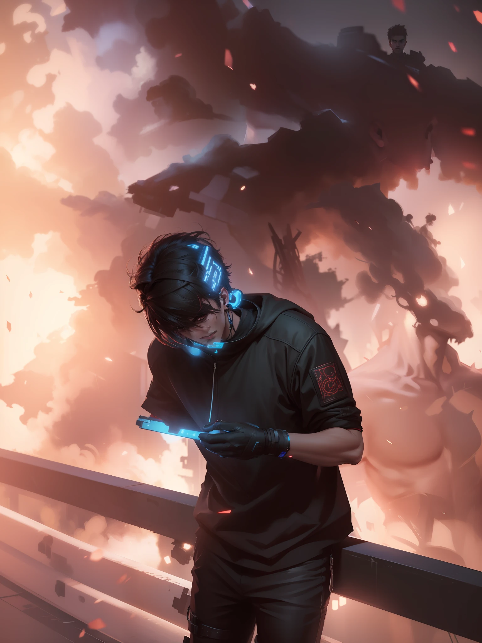 Change background cyberpunk handsome boy, realistic face, 8k, Ultra realistic
