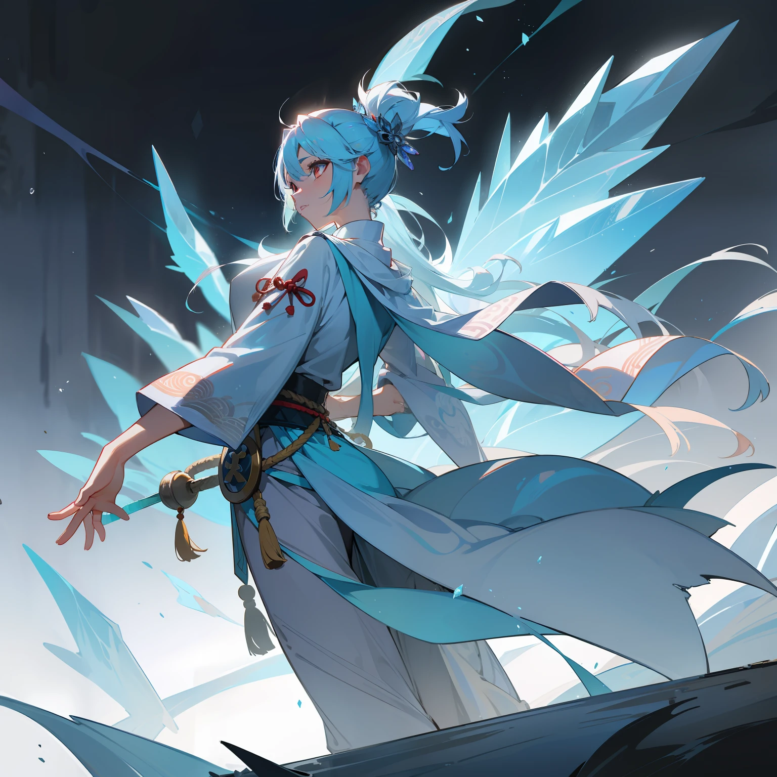 Mythological elements,Epic background,Kizi,TRADITIONAL CHINESE COSTUMES,ice element,Ice storm background