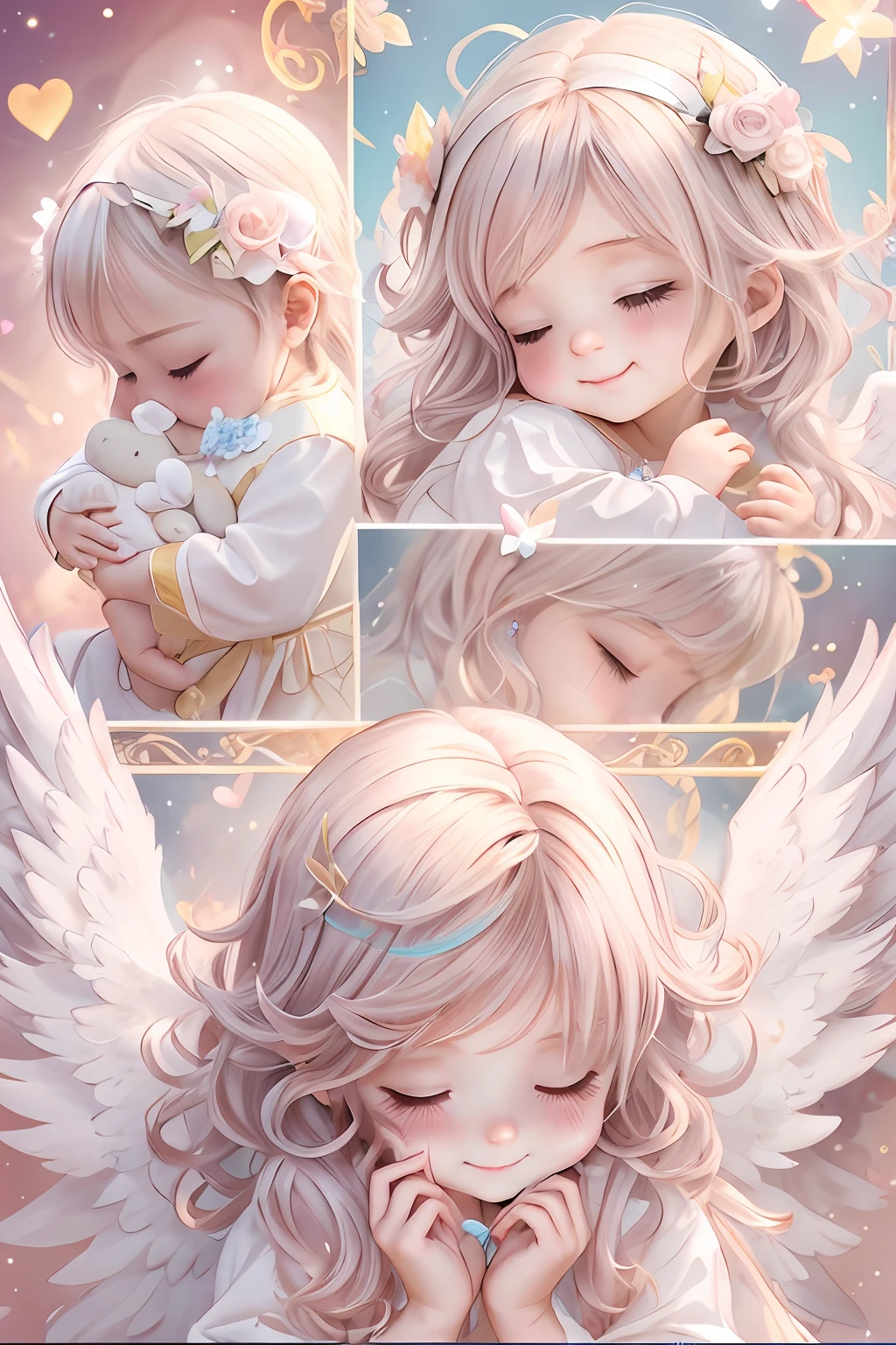 Blessings of Angels、Bright background、heart mark、tenderness、A smile、Gentle、Baby Angel