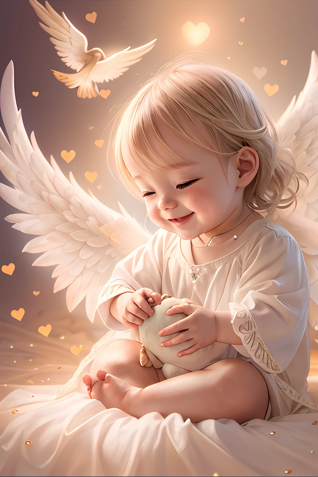 Blessings of Angels､Bright background、heart mark、tenderness､A smile、Gentle､Baby Angel