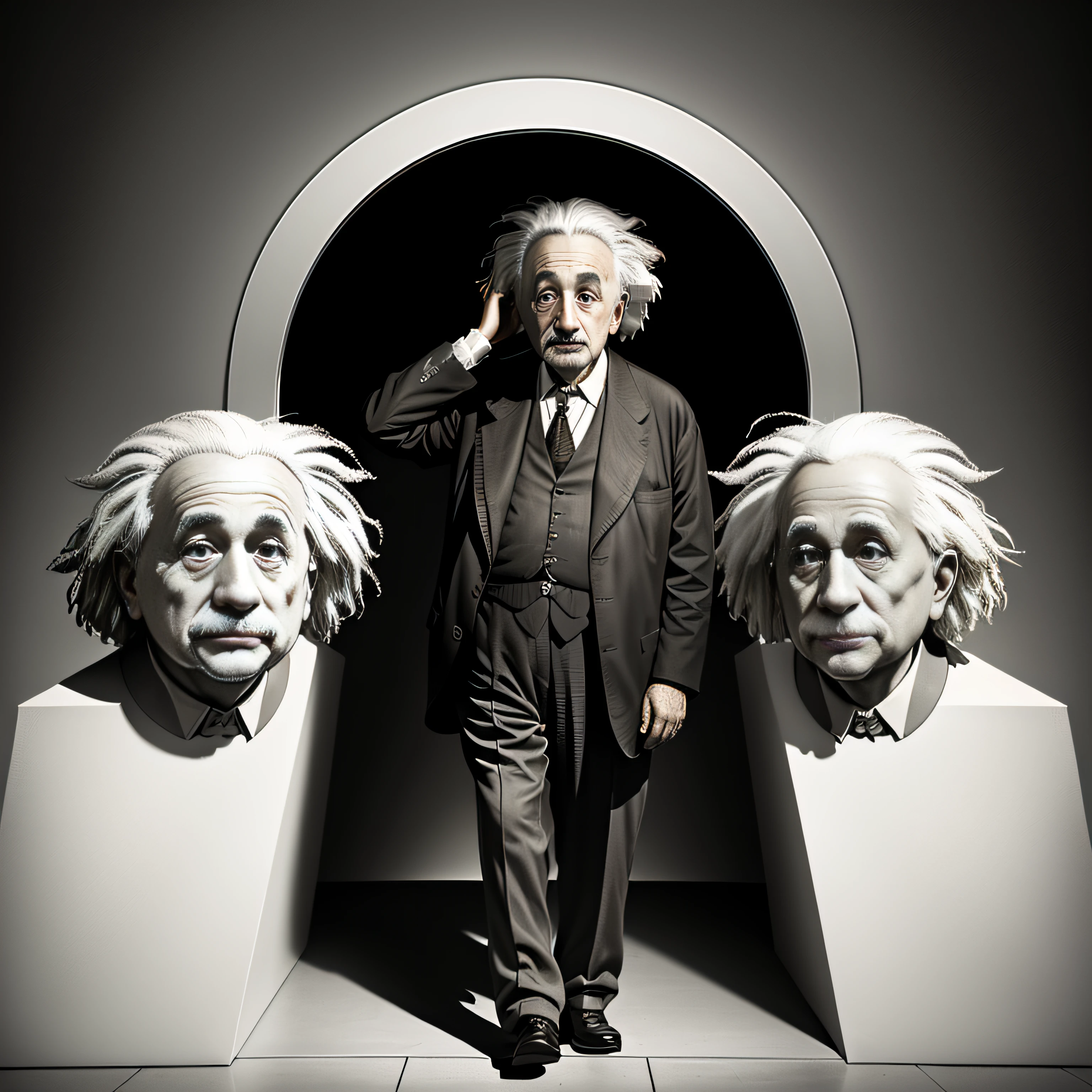 albert einstein,(Positive perspective),Blank background,Correct light and shadow,3Drenderingof