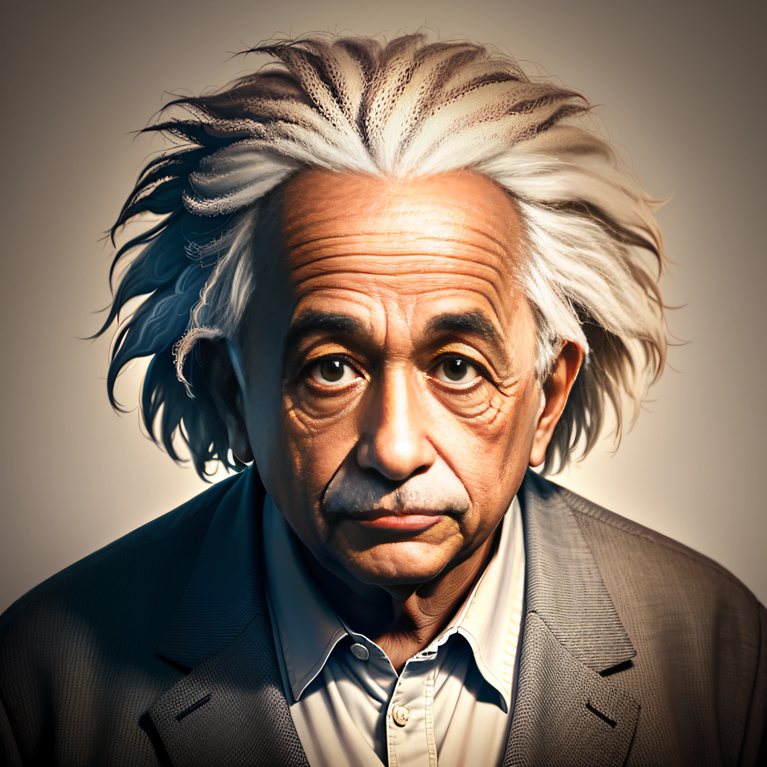 albert einstein，（Positive perspective），Blank background，Correct light and shadow，3Drenderingof