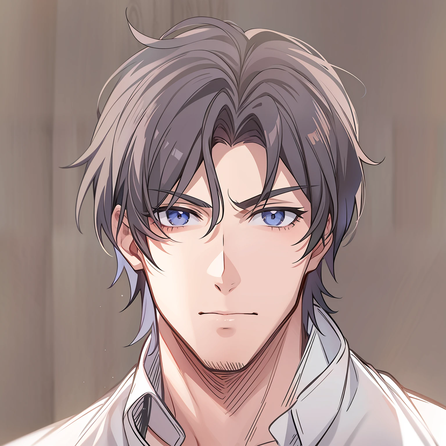 anime handsome guy, Anime portrait of a handsome man, age 30s, A dark-haired, White background