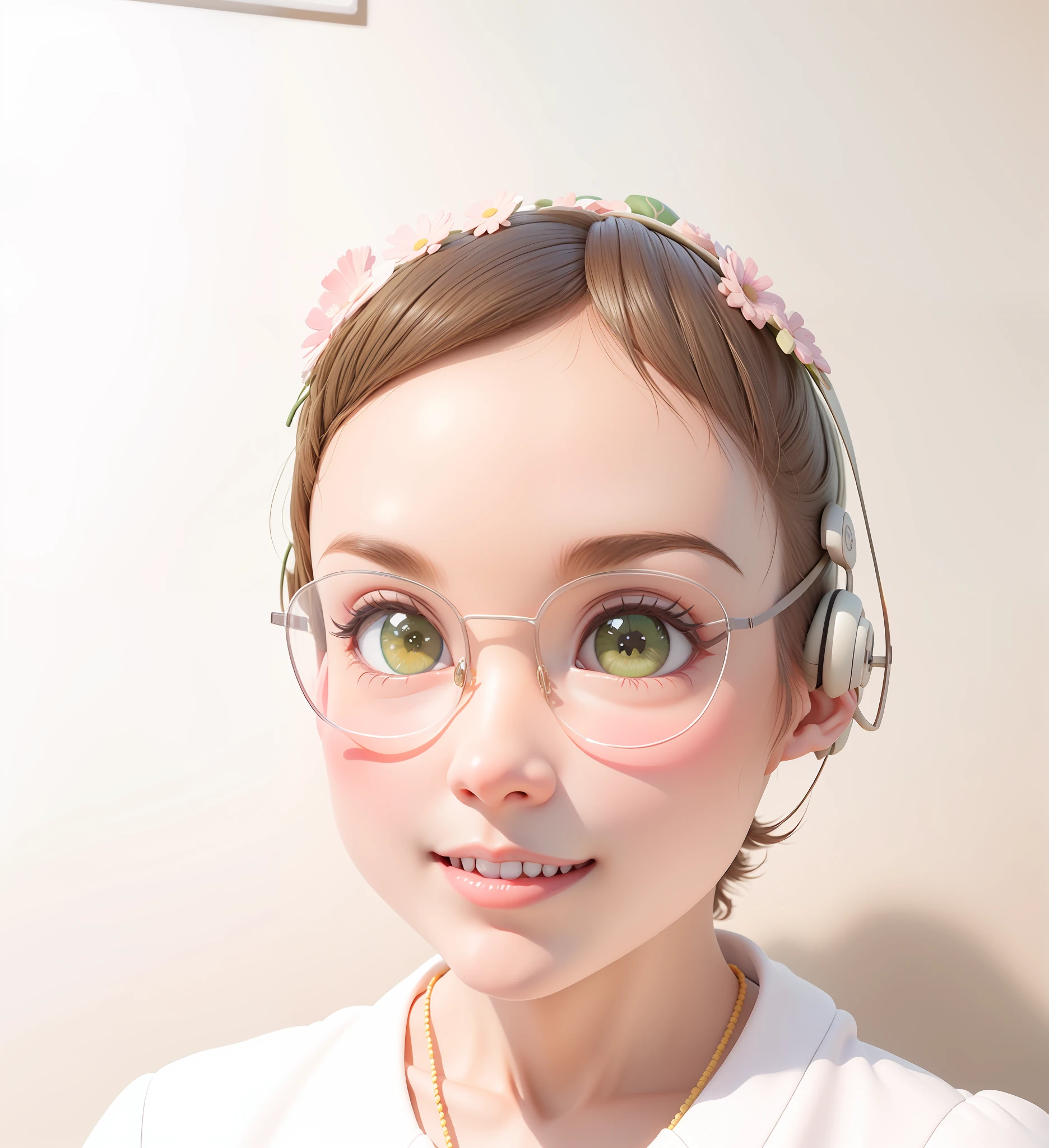 (Daisaku),(Need),(Super meticulous),(full bodyesbian:1.2),1girl,tchibi,adolable,ssmile,Open-mouthed,florals,exteriors,plays the guitar,Music,beret,Hold the guitar,Manteau,Blushlush,The tree,:3,The shirt,short detailed hair,SakuraNS,green headwear,Blurred,A brown-haired,Blush stickers,longer sleeves,By bangs,ear studs,brunette color hair,pinkflower,(beautiful  detailed face),(美丽细致的眼睛),