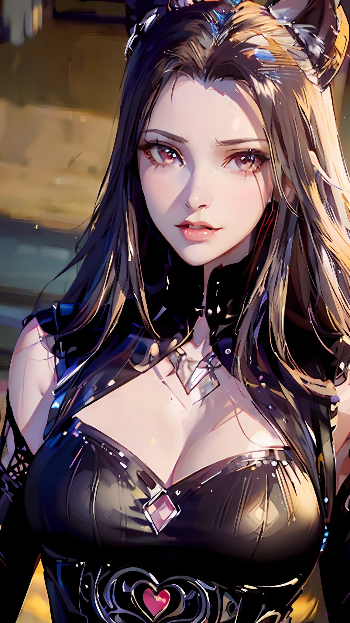 One was wearing a black dress，Close up of cat-eared woman, alluring tipha lockhart portrait, Smooth anime CG art, 8K Artgerm bokeh, beautiful and seductive anime woman, portrait of tifa lockhart, seductive anime girls, tifa lockhart portrait, trending on cgstation, 8K high quality detailed art, photorealistic anime girl rendering