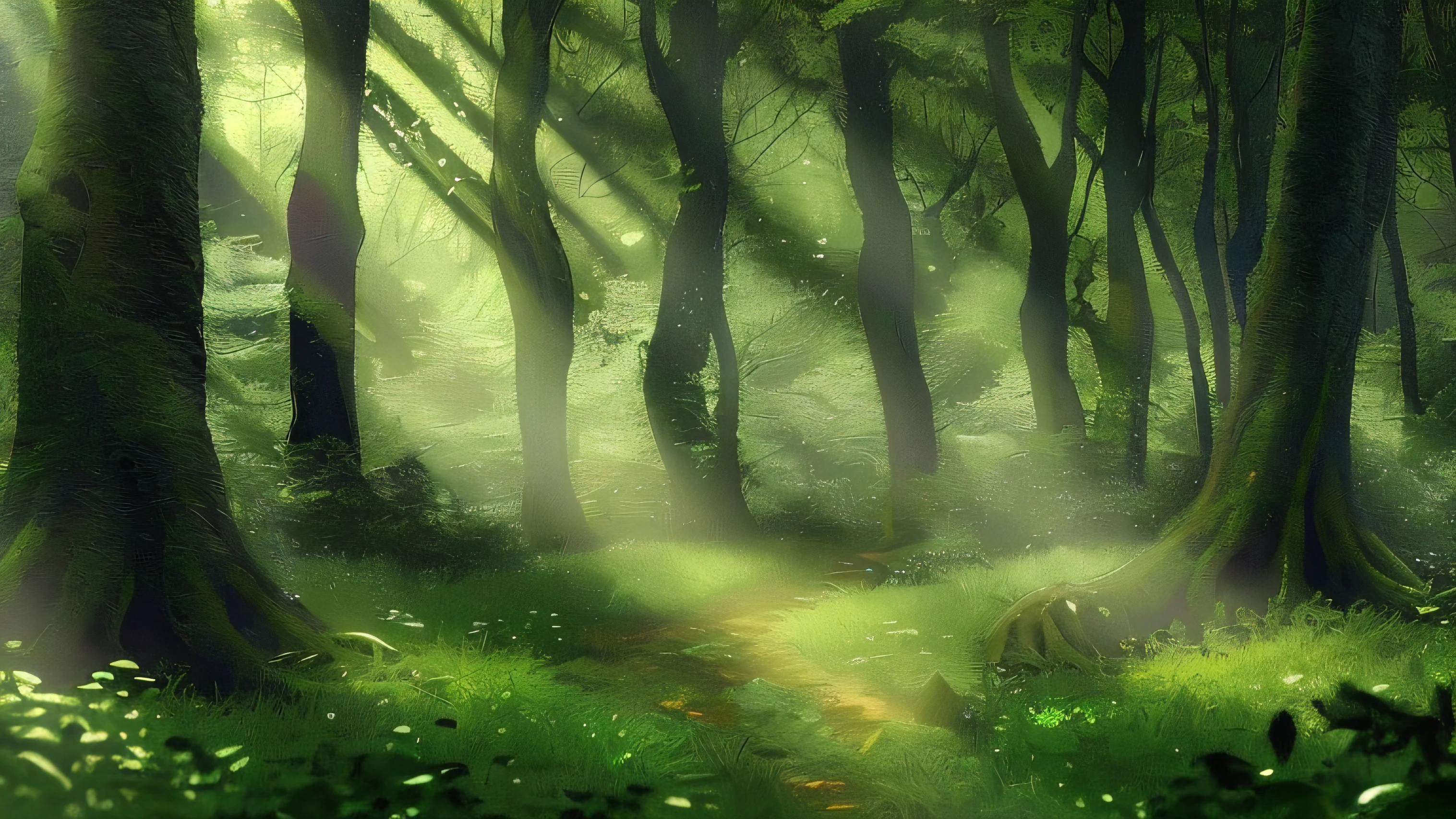 Sunlight shines through the trees in the grassy forest, forest in the morning light, Forest light, forest ray light, Beautiful forest, sunny day in the forrest, German forests, Tranquil lush forest, bright forest, soft forest background, green forest, Forest landscape, evergreen forest, a magical forest, magical forest background, beautiful forest scenery, fir forest