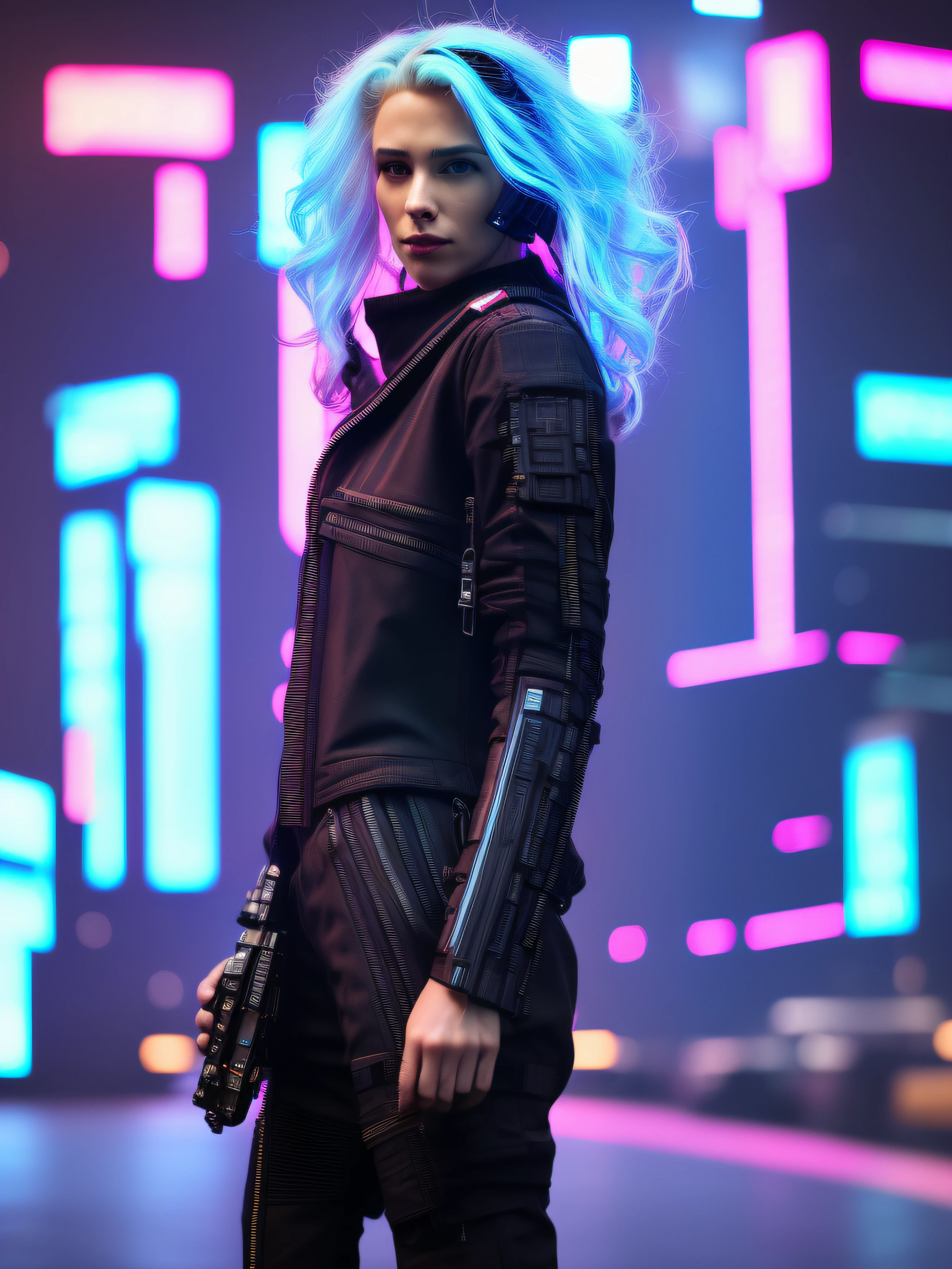 there is a woman with a wolkman and a BLOND hair, cyberpunk look, cyberpunk style outfit, cyberpunk wearing, dreamy cyberpunk girl, cyberpunk outfit, beautiful cyberpunk woman model, in cyberpunk style, cyberpunk photo, cyberpunk beautiful girl, cyberpunk girl, cyberpunk vibe, cyberpunk style, cyberpunk fashion, cyberpunk 2 0 y. o model girl, cyberpunk streetwear, has cyberpunk style