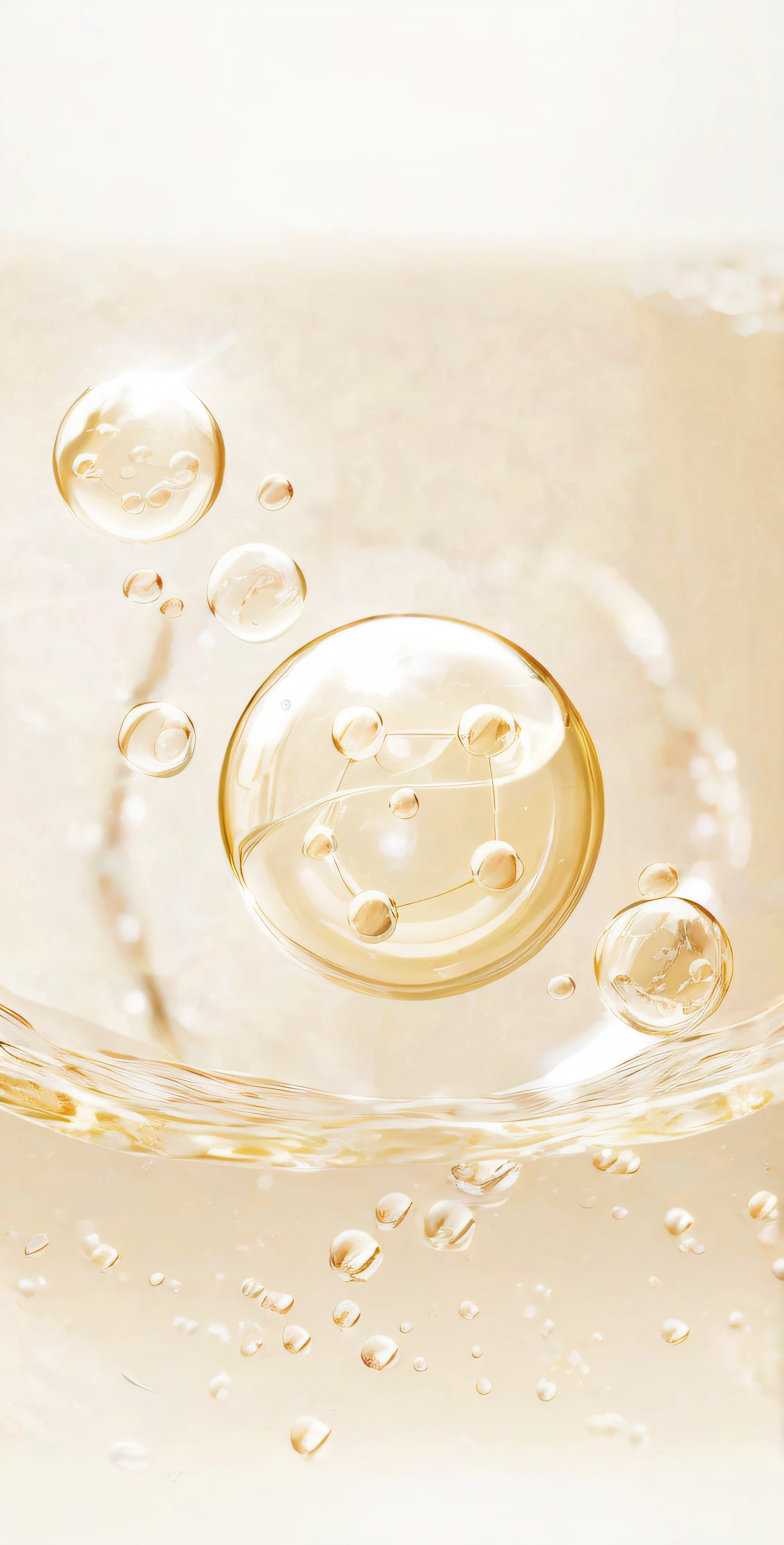 There was a glass bowl,There is water and bubbles inside, Ethereal bubbles, bubbling skin, water bubbles, water bubbles, floating molecules, transparent droplets, gold refractions off water, Floating bubbles, Soap Bubbles, Fine bubbles, Soap bubbles, golden orbs, foamy, bubbly scenery, bubbles ”, water particulate, Bubble, escaping air bubbles, bubbling liquids
