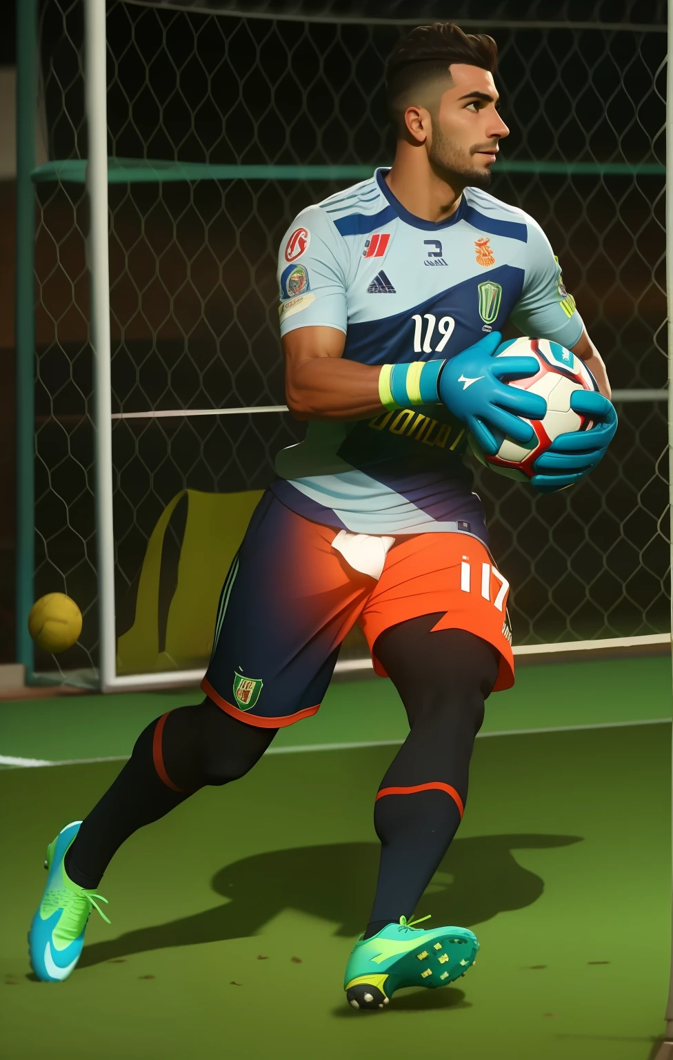 um jogador de futebol,goleiro,cinematico 8k