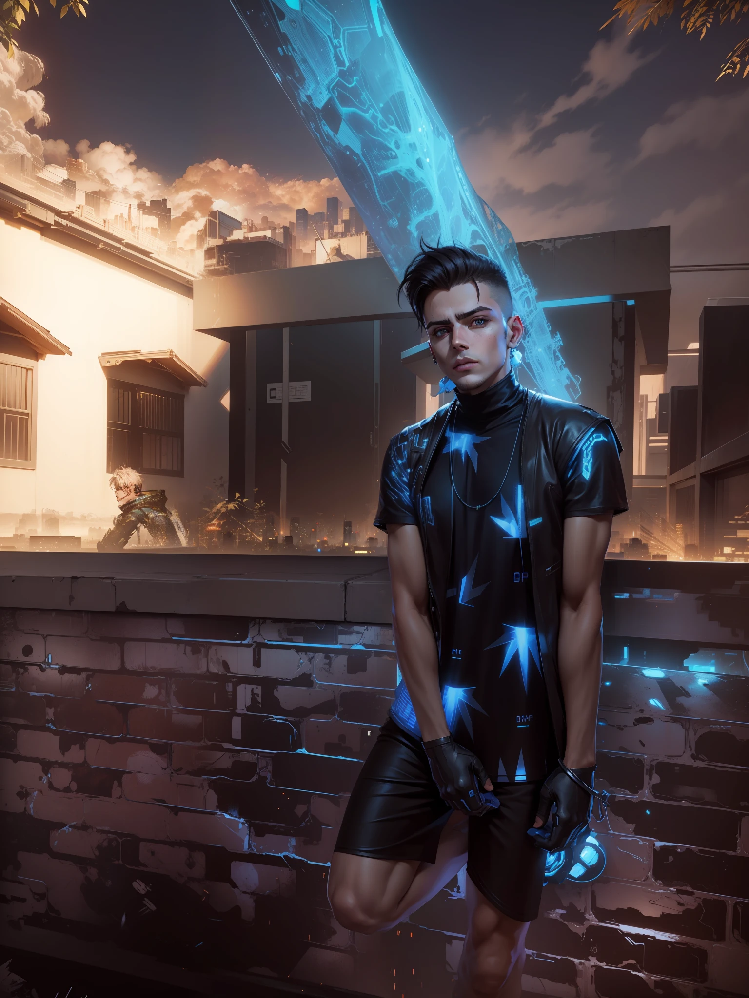 Change background cyberpunk handsome and Cute boy, realistic face, 8k, Ultra realistic