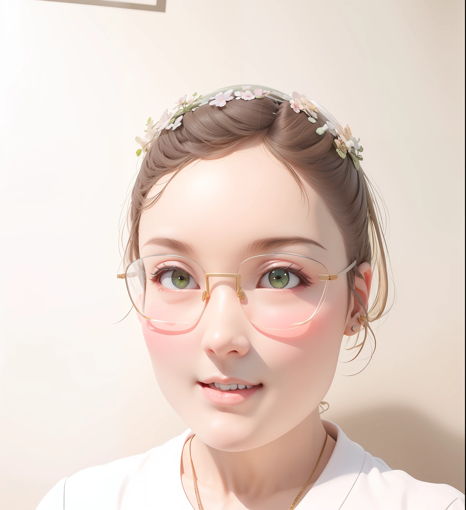 (Daisaku),(Need),(Super meticulous),(full bodyesbian:1.2),1girll,tchibi,adolable,ssmile,Open-mouthed,florals,exteriors,plays the guitar,music,beret,Hold the guitar,Manteau,Blushlush,The tree,:3,The shirt,short detailed hair,SakuraNS,green headwear,Blurred,A brown-haired,Blush stickers,longer sleeves,By bangs,ear studs,brunette color hair,pinkflower,(beautiful detailed face),(美丽细致的眼睛),