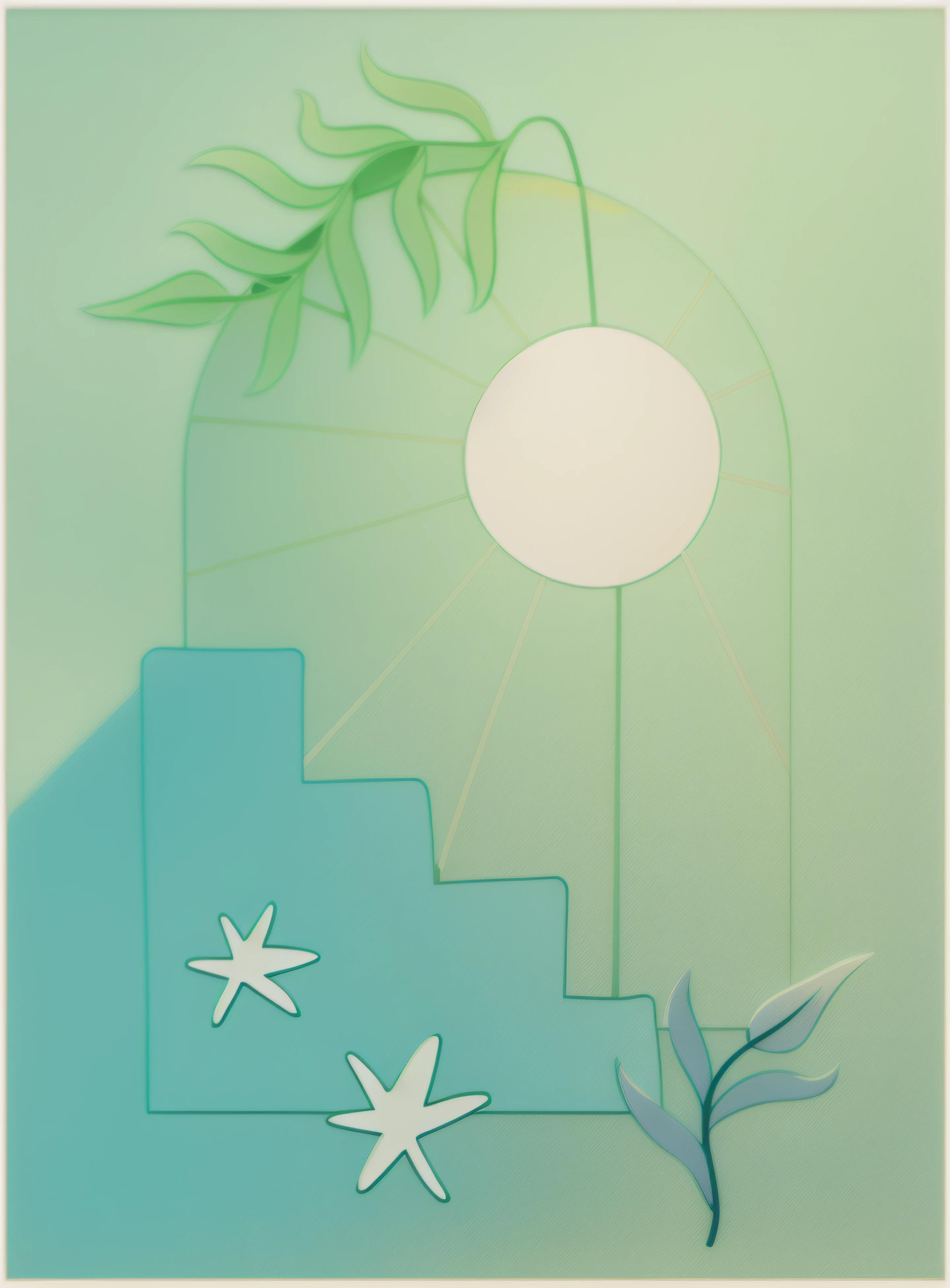 book cover photo with tropical landscape and palm trees, minimalist stylized cover art, minimalist art style, minimalist art style, minimal art, minimalism, minimalism, illustration by whimsical style, minimalist illustration, cover art, minimalist painting, minimalist aesthetic, minimalist line art, digital art illustration, adobe illustration art, artwork, art for beginners