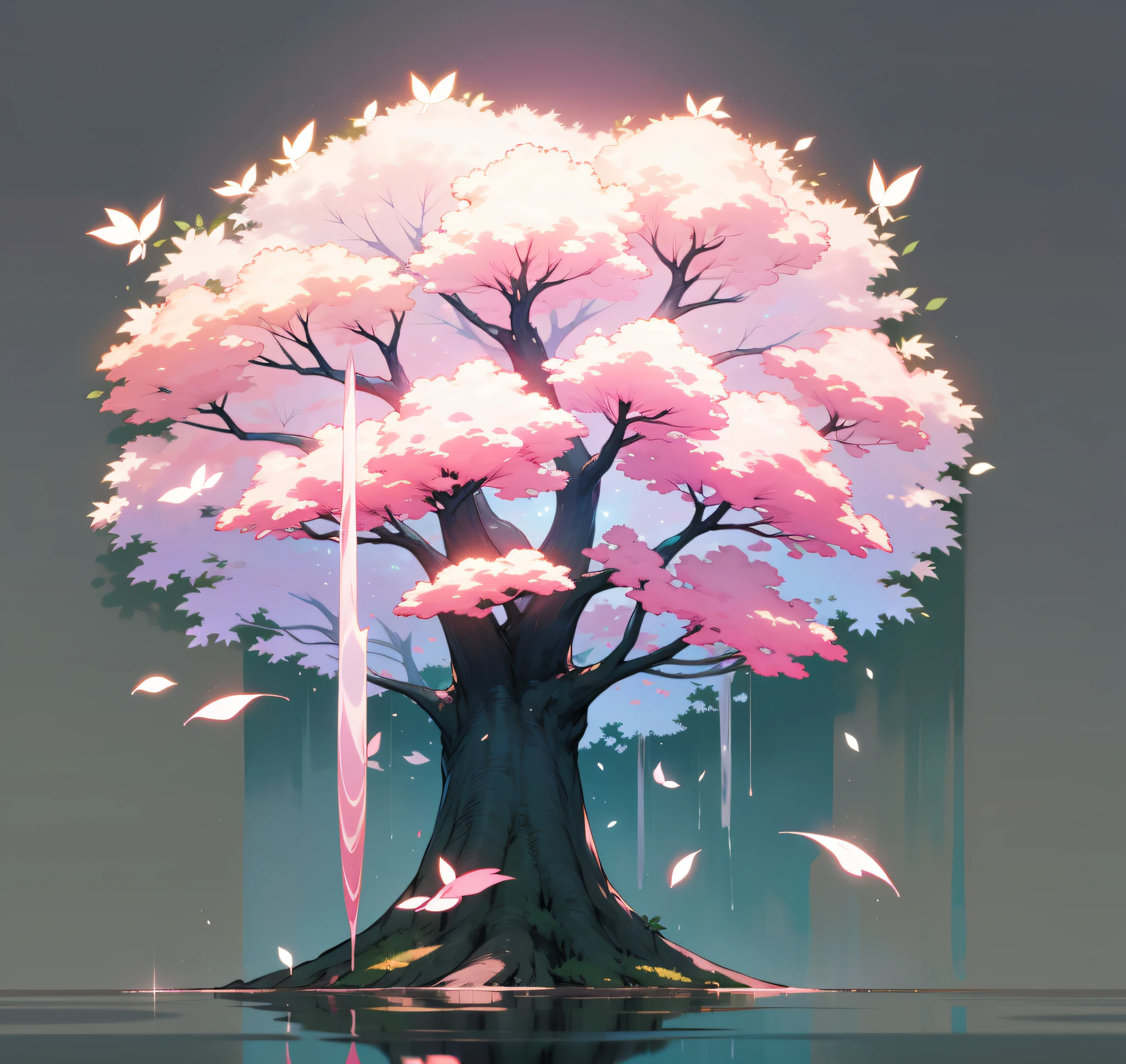 tmasterpiece,8K,Lots of detail,Pink-white tree,goodlooking,,dream magical,The leaves are clearly visible,Super beautiful