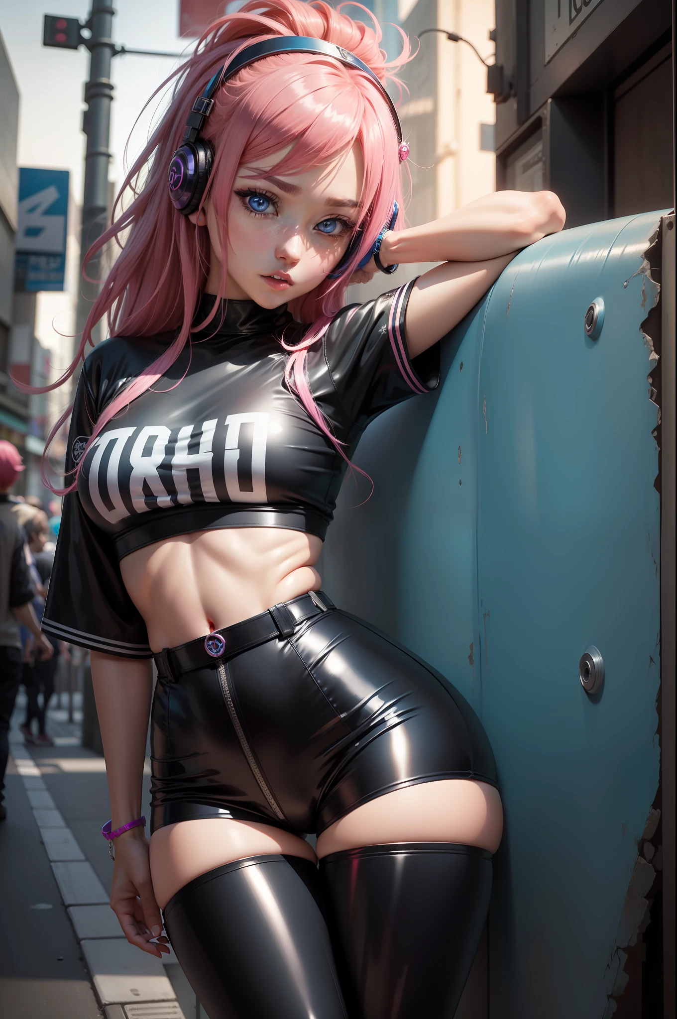 Prompts Txt2Img ANIME GIRL HITH HEADPHONES WIRELESS IN TOKYO, fleshy lips, BATOM VERMELHO, TIGHT LATEX PANTS, ESTILO MOE, OLHAR SAFADO ECCHI, PEITOS GRANDES BIG SIZE, MARCA DE MAMILOS POR BAIXO DA CAMISA, BRIGHT VIVID PINK HAIR, RED HAIR, BRIGHT SNEAKER COLOR, vivid, FUNDO ESTILO GRAFITE, COLORIDO, MINISSAIA AZUL SPARKLE COM BRILHANTE, PULSEIRA, CABELO ROSA ESTILO TSUNADE, PIERCING NA BOCA, SEPTO, OLHOS VERDES, AO FUNDO AKIHABARA, TEMA OTAKU, SOL, GOOD VIBE, BONITA E GOSTOSA, CAMISETA ROCK CAVEIRAS, SHINY LEATHER SPILE STRAP ON ARM, COLAR ROCK, PANTSU BLUE, 2D HD HQ 8K 4K