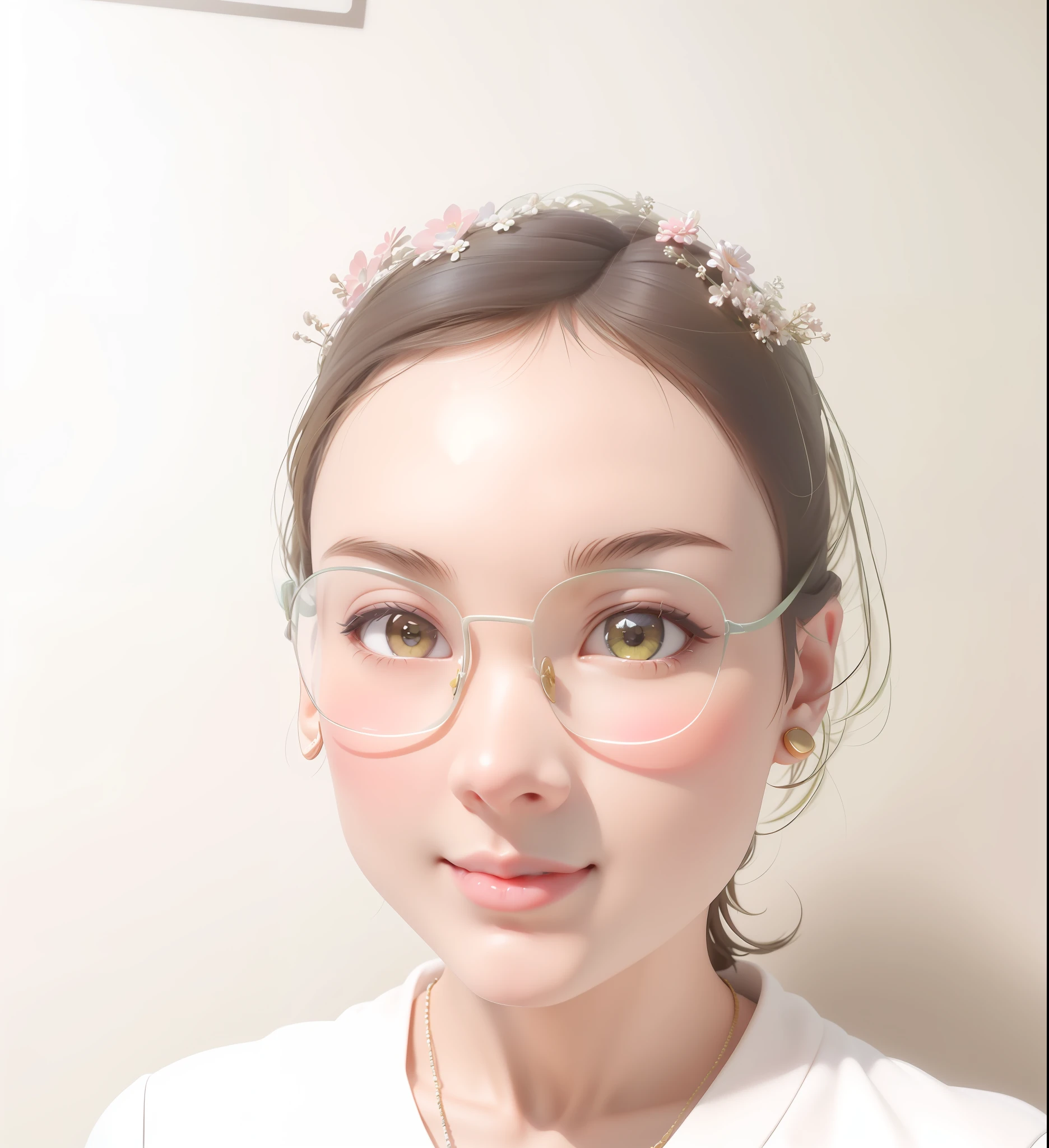 (Daisaku),(Need),(Super meticulous),(full bodyesbian:1.2),1girl,tchibi,adolable,ssmile,Open-mouthed,florals,exteriors,plays the guitar,Music,beret,Hold the guitar,Manteau,Blushlush,The tree,:3,The shirt,short detailed hair,SakuraNS,green headwear,Blurred,A brown-haired,Blush stickers,longer sleeves,By bangs,ear studs,brunette color hair,pinkflower,(beautiful detailed face),(Beautiful and delicate black eyes),