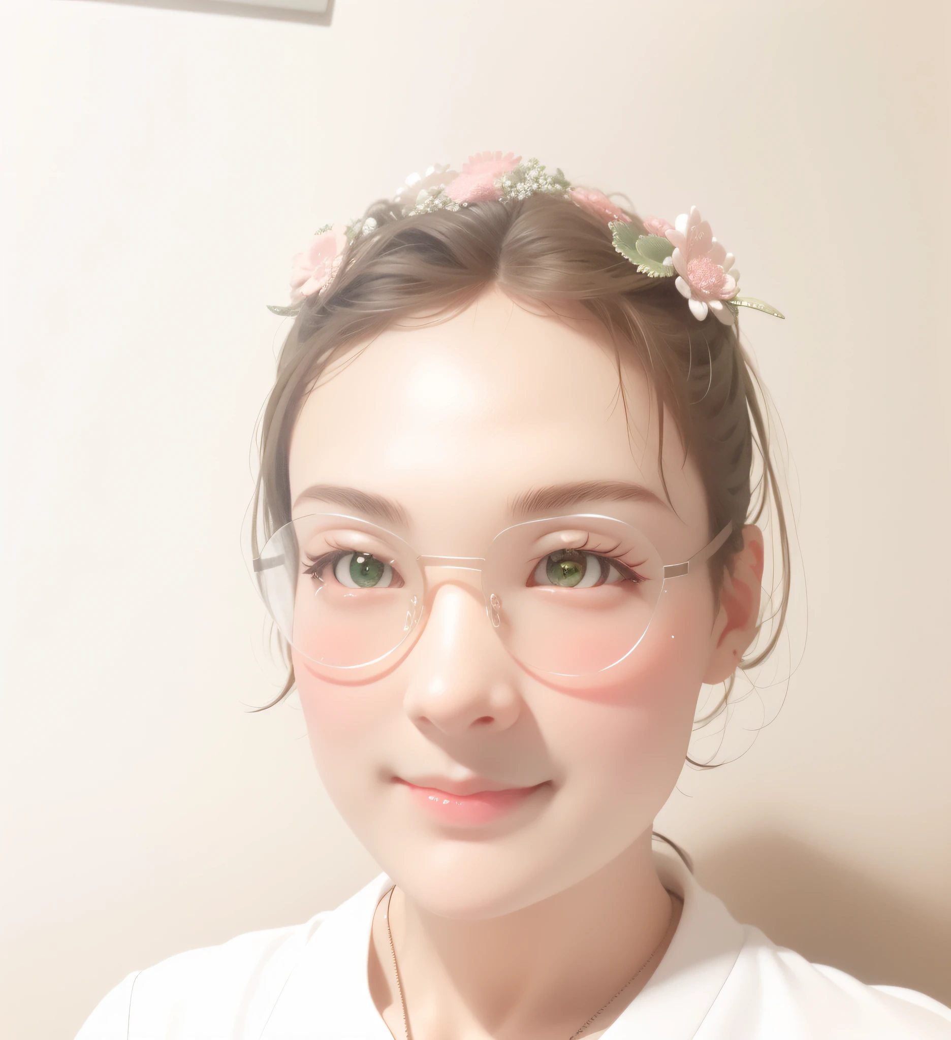 (Daisaku),(Need),(Super meticulous),(full bodyesbian:1.2),1girl,tchibi,adolable,ssmile,Open-mouthed,florals,exteriors,plays the guitar,Music,beret,Hold the guitar,Manteau,Blushlush,The tree,:3,The shirt,short detailed hair,SakuraNS,green headwear,Blurred,A brown-haired,Blush stickers,longer sleeves,By bangs,ear studs,brunette color hair,pinkflower,(beautiful detailed face),(Beautiful and delicate black eyes),