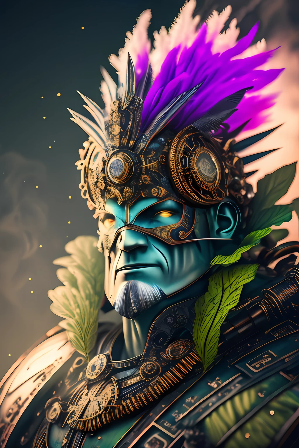 Muito bonito inseto tropical punk, olhos grandes, flores, arbustos, corpo inteiro, boca aberta, rir, luz profissional, profundidade de campo 8k, golden magic moment, fotografia profissional, octane rendering, Super realistic - amazing sunlight, dynamic compositing, fotografia, foco nítido, bokeh fundo, boca aberta, rir !!!