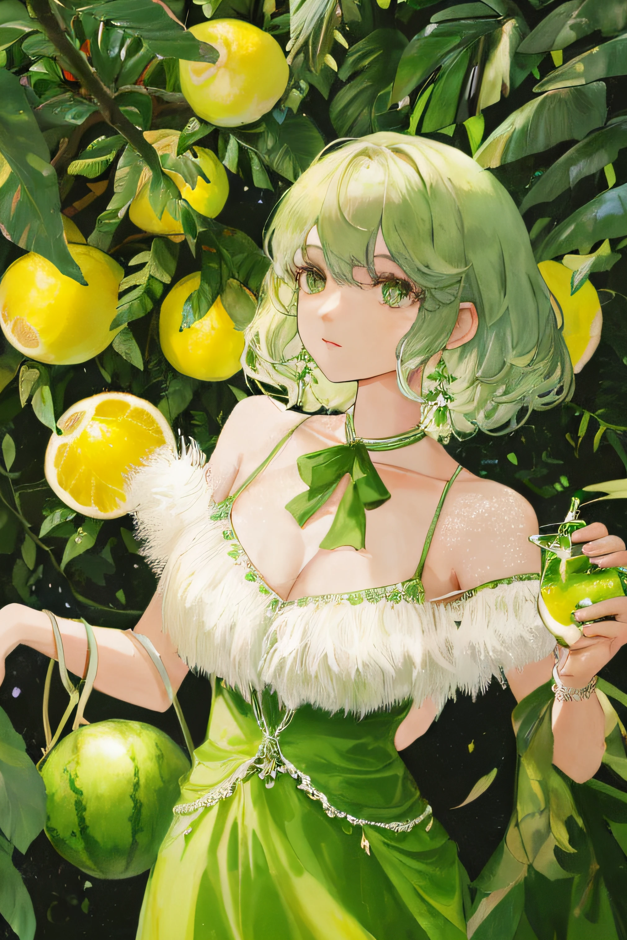 There is a pile of half-opened green coconuts, coconut, depiction, festivity, Outstanding detail, Award - Winning, Award-winning, fresh, Uptrend ，, professional fruit photography, 1/30, on a dark background, an award winning masterpiece, woman, 🍸🍋, Overflowing, Award-Awarded, Refreshing, 3 4 5 3 1