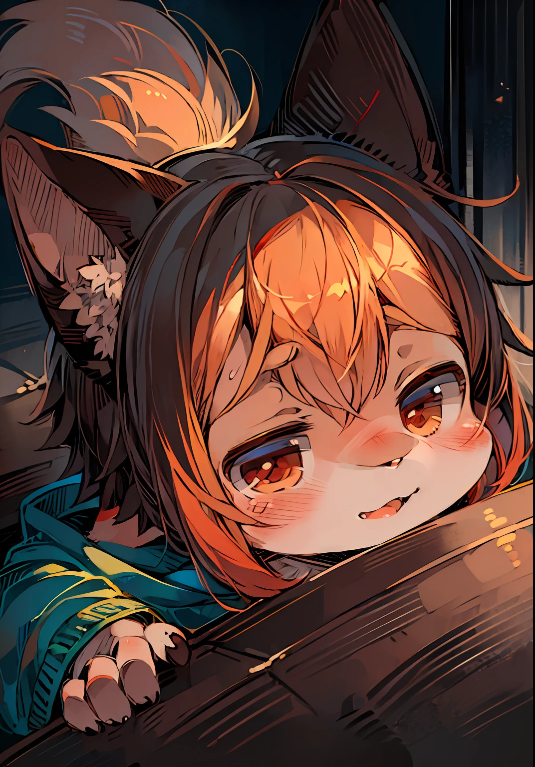 (ambiente dark:0.8),masterpiece,high quality,abstract res,digital painting\(artwork\), by dagasi, yupa,kiyosan,(anthro,fluffy fur,character focus:1.1),anthro male cat,short hair,portrait ,