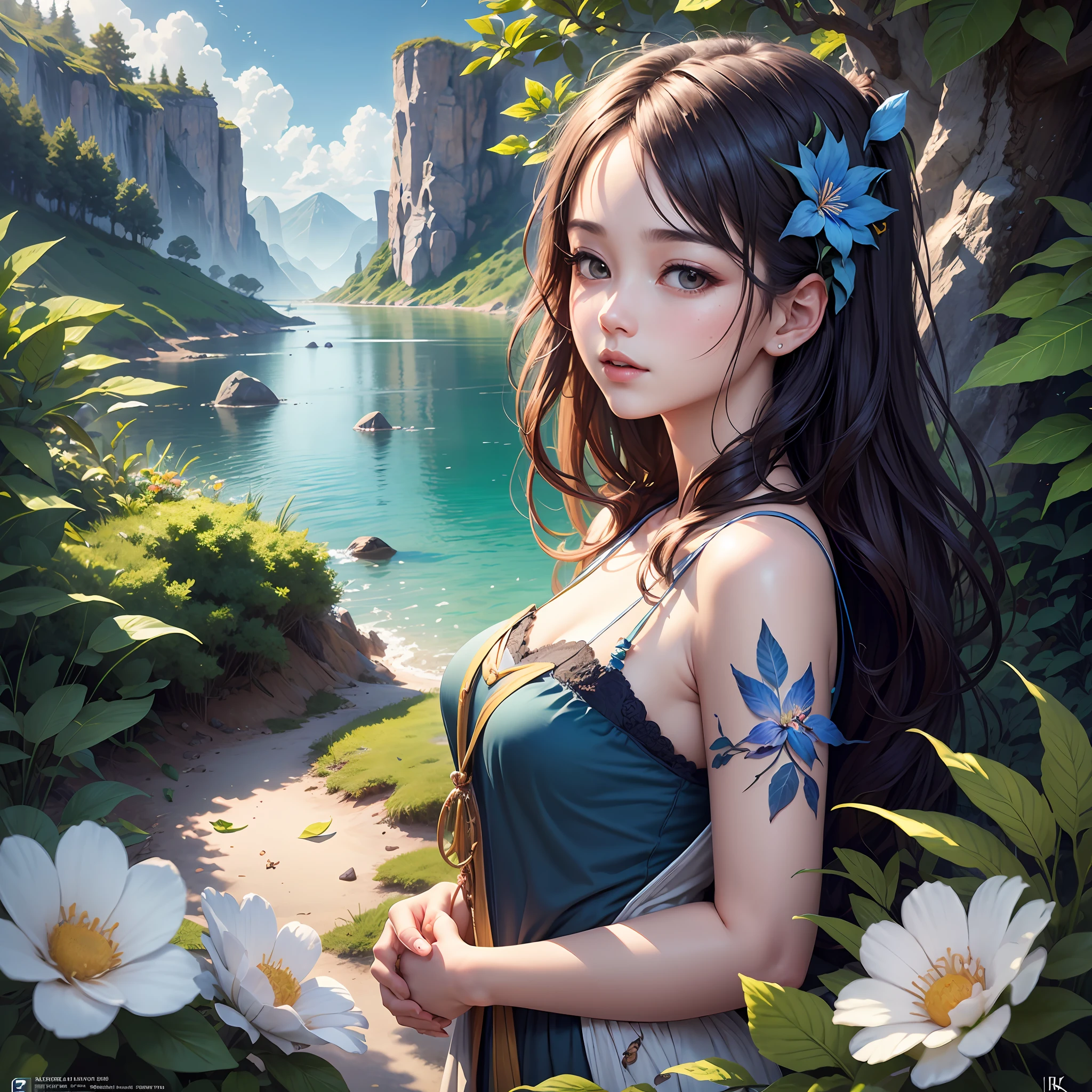Masterpiece, best quality, (very detailed CG unity 8k wallpaper) (best quality), (best illustration), (best shadows) Nature&#39, blue sea,delicate leaves petals of various colors falling in the air light Tracking, super detailed --auto --s2
