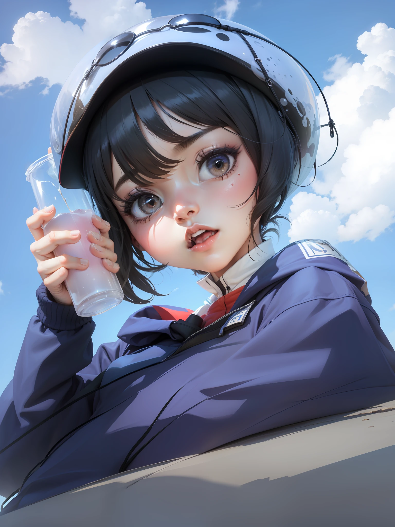 Kizi,Holding a drink bottle
