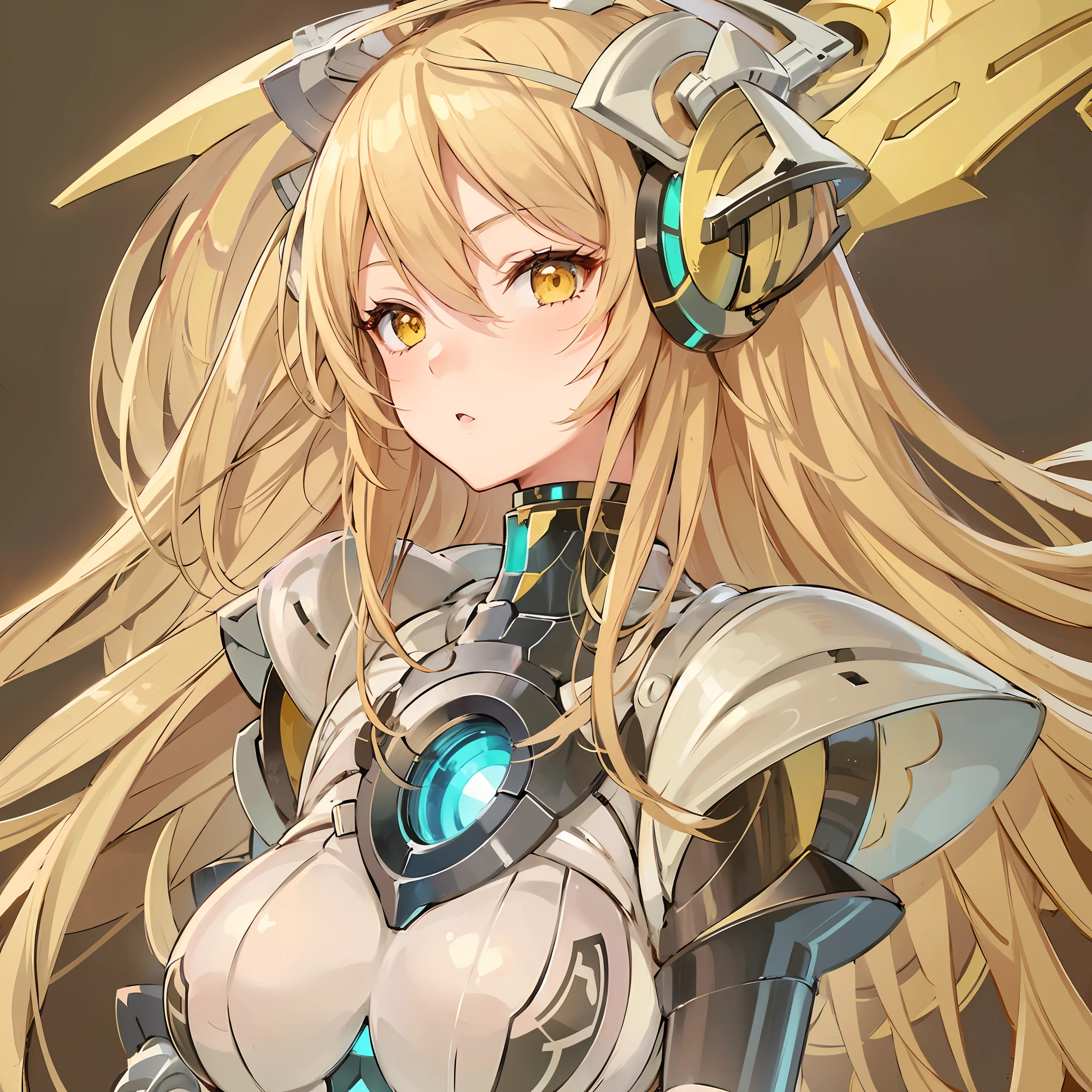 Anime girl with long blonde hair and yellow eyes, Armor Girl, Mechanized Valkyrie girl, girl in mecha cyber armor, Anime goddess, Blonde anime girl with long hair, perfect anime cyborg woman, perfect android girl, Anime manga robot!! anime robots,