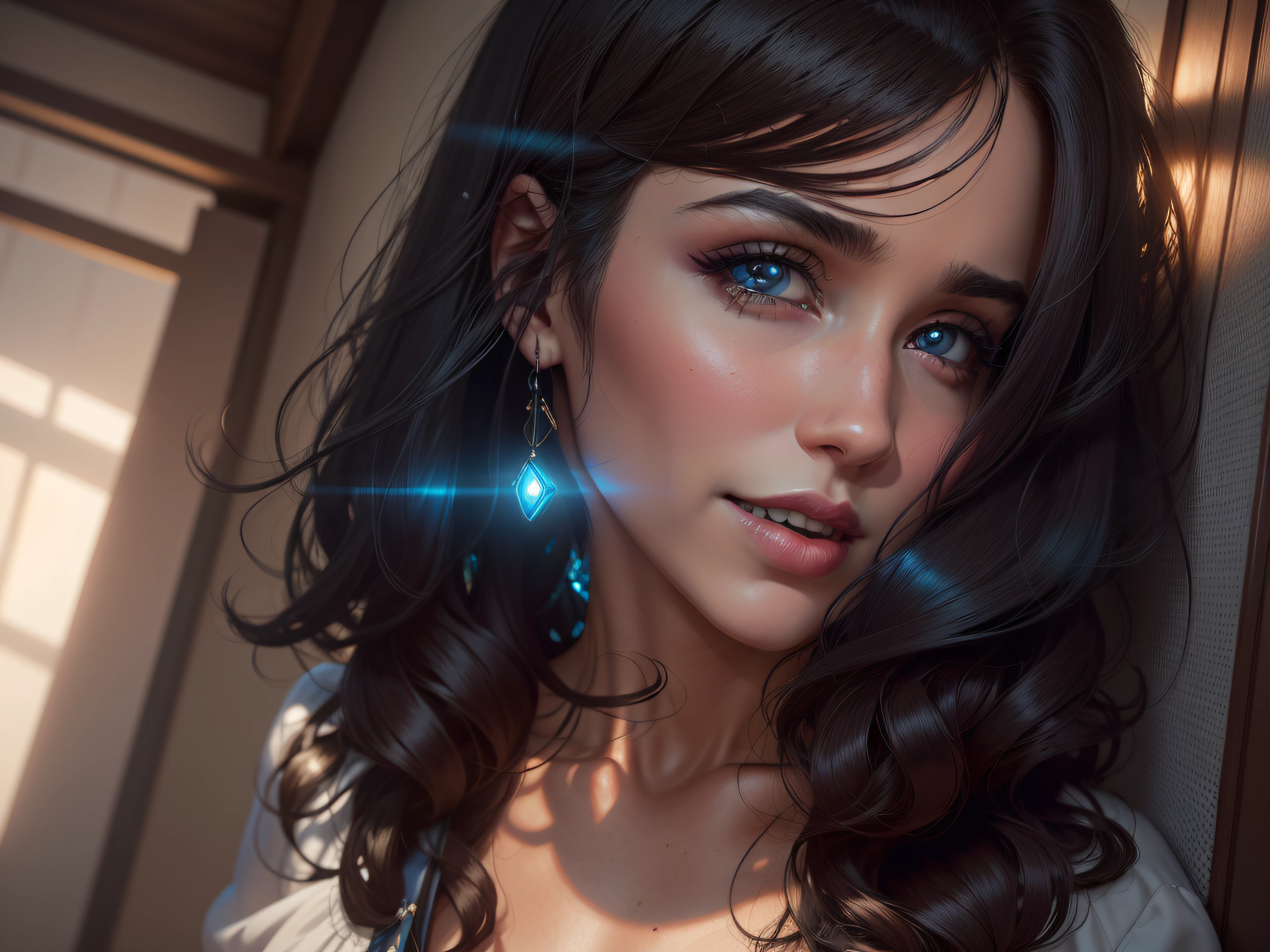{{{Obra maestra}}}, {real:1.2}, La mejor calidad, Arte Oficial, fondo de pantalla CG Unity 8k altamente detallado, Jp, Libro de arte, juego_CG, {1girl}, NSFW, Sobreexpuestas, Milf, Detalle sujetador, tetas grandes, solamente, pelo corto, sonrisa seductora, ojos azules, ojo_contacto, { Hermosos ojos degradados detallados}, labios rojos, illustration, High resolution, movie lighting, Dramatic angle