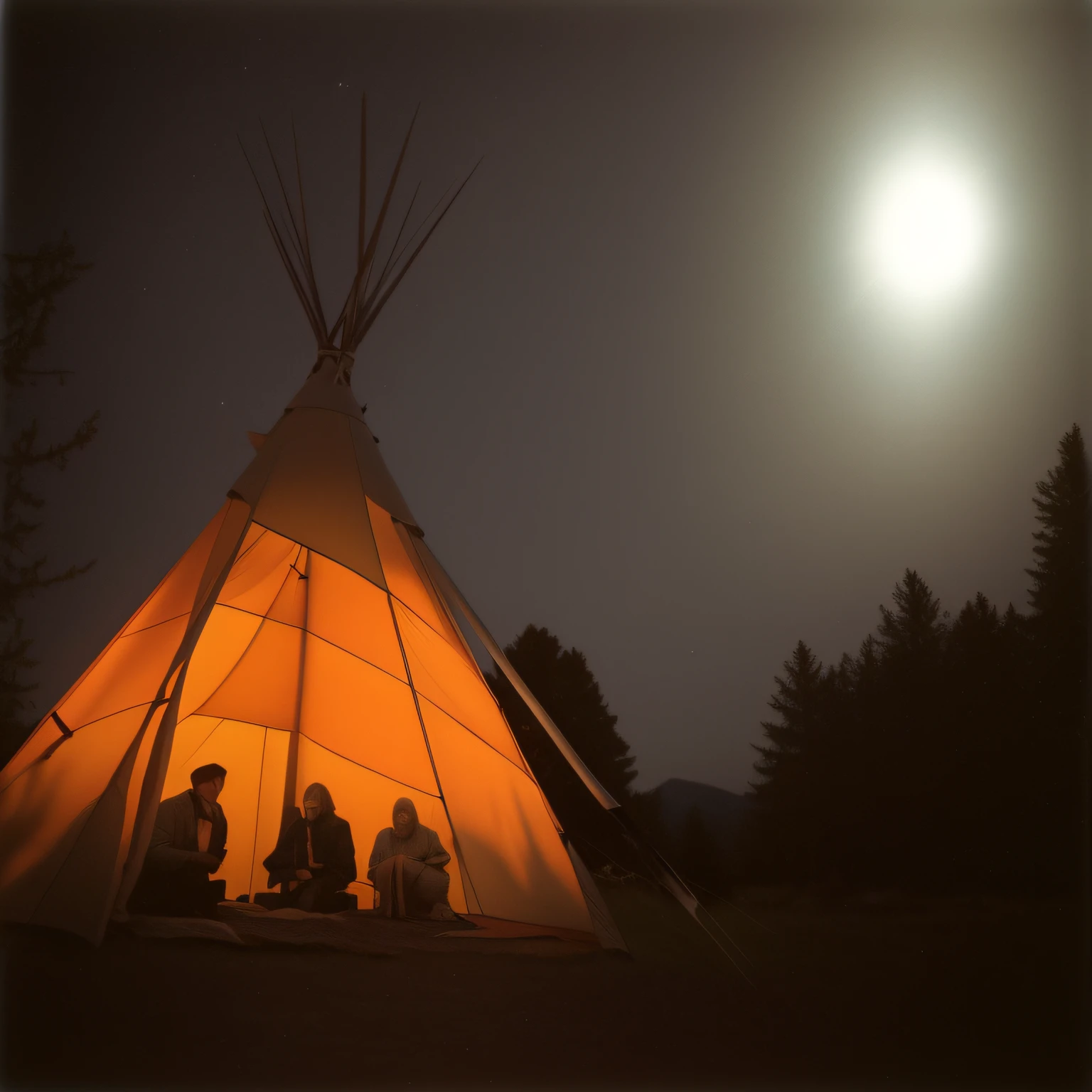 there is a tippy tent with people sitting in it, teepee, by Linda Sutton, by Pamela Ascherson, by Adam Chmielowski, by Derek Chittock, by Lee Loughridge, national geographic photo”, by Stefan Gierowski, photographed on ektachrome film, tent, taken with a pentax1000, by Carl Hoppe