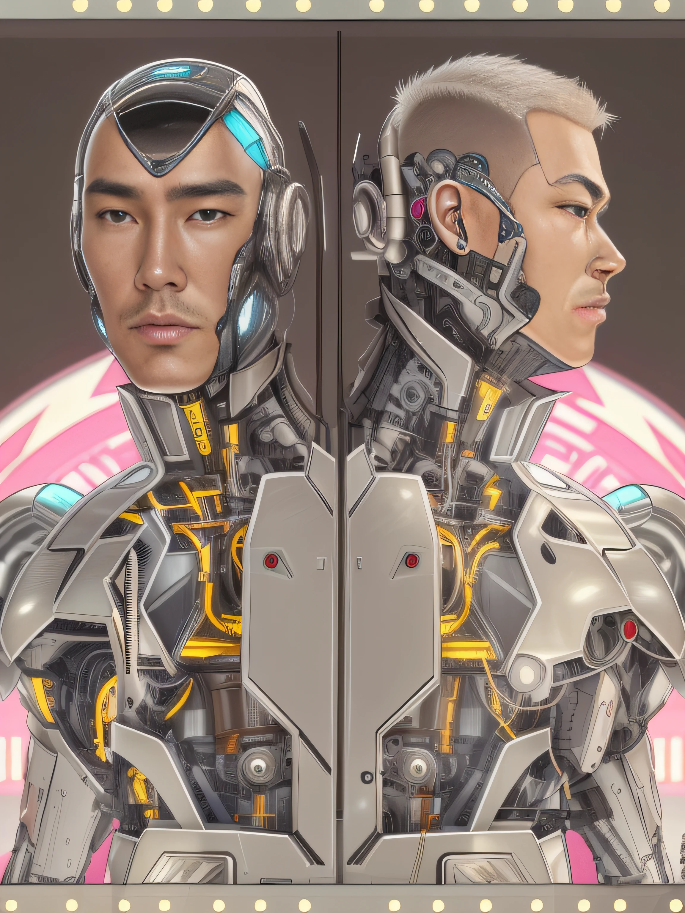 （Tong，whole body display：1.5）(The Alfid people wear black transparent latex pliers，Translucent latex pliers：1.5)，（Metallic body, bionic scifi alexandre ferra, cyborg neck, cyborg male, male cyborg, cyborg fashion model, portrait of a cyborg, detailed portrait of a cyborg, cybernetic neck implant, portrait of a futuristic robot ：1.3）（dystopian sci-fi character, sci - fi character, portrait of a cyberpunk cyborg：1.2）（8K，Extreme detail，Hair in extreme detail，Ultra photo realsisim，cinmatic lighting：1.1）（Asian supermodel face，Strong muscles and perfectly curved body，Extreme sexual tension，Hormonal explosion，whole body display：1.5）（Short hair, Light-colored beard, Stubble masculinity，Naked muscle man，Muscular macho，No clothes on，Only a pair of thongs was worn，Extremely sexy and provocative：1.5)（nakeness，Tong，whole body display：1.5）