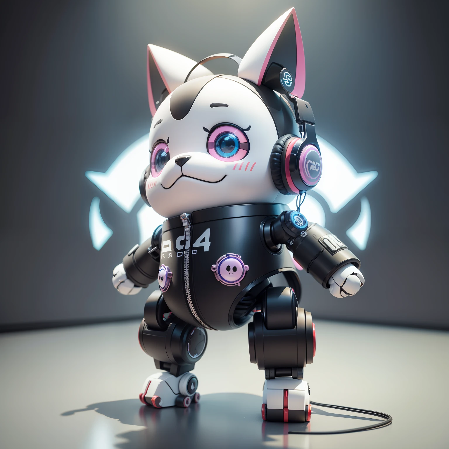 There is a robot dog with headphones, cute 3 d render, Cute! C4D, 3D model of Chinese mascot, cutecore, discord profile picture, Stylized 3 D, toonix character, 3 d icon for mobile game, toon render keyshot, cute character, Corey Behans HD, Cartoon Cute