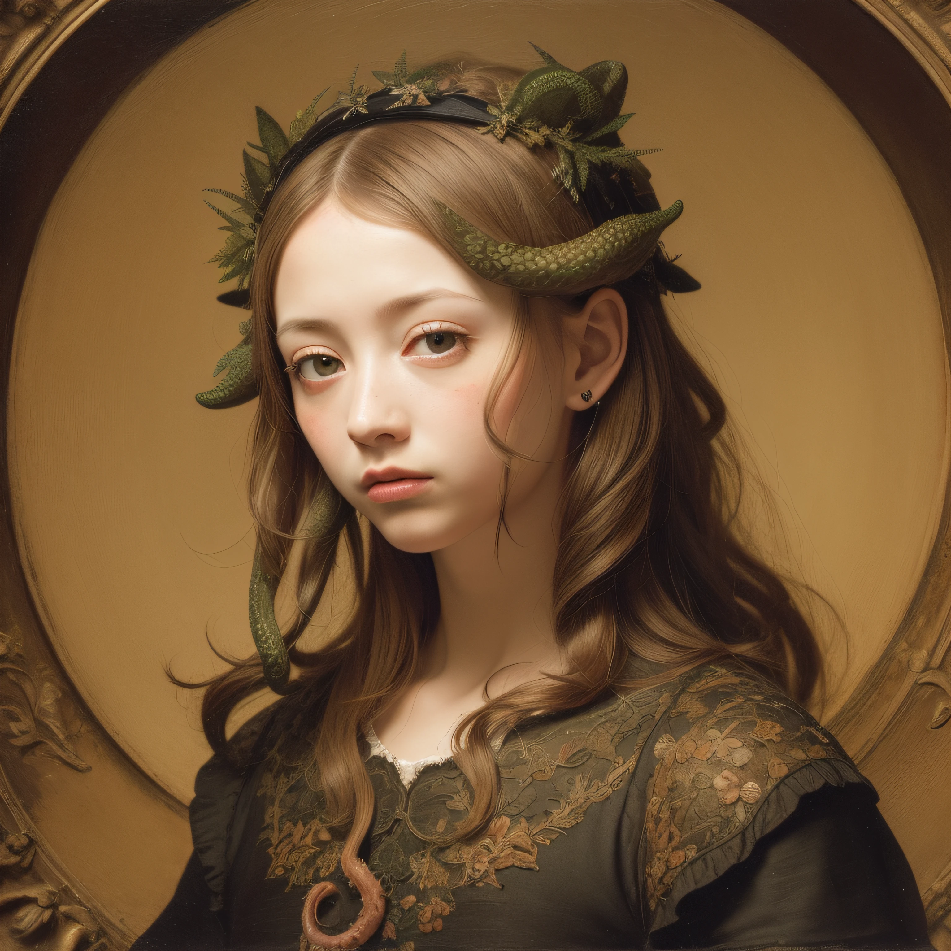(extremadamente detallado, obra maestra, La mejor calidad), Estilo oscuro, intense illumination, rostro con arrugas, lengua larga, tentacle, deforme, monstruoso, un anciano con Colmillos finos, amenazante. Rococo composition. Luz de caravaggio