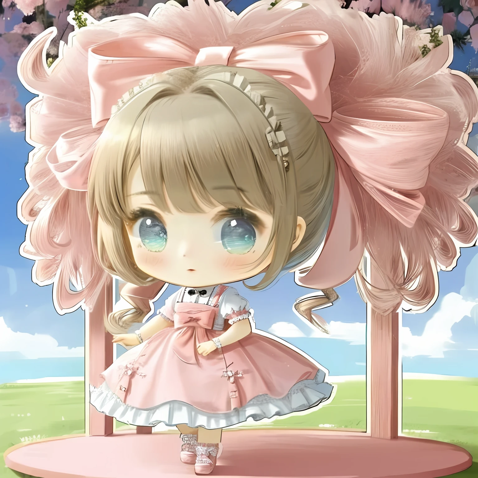 1 girl,Side hair with bows ,chibi,full body,lolita dress,