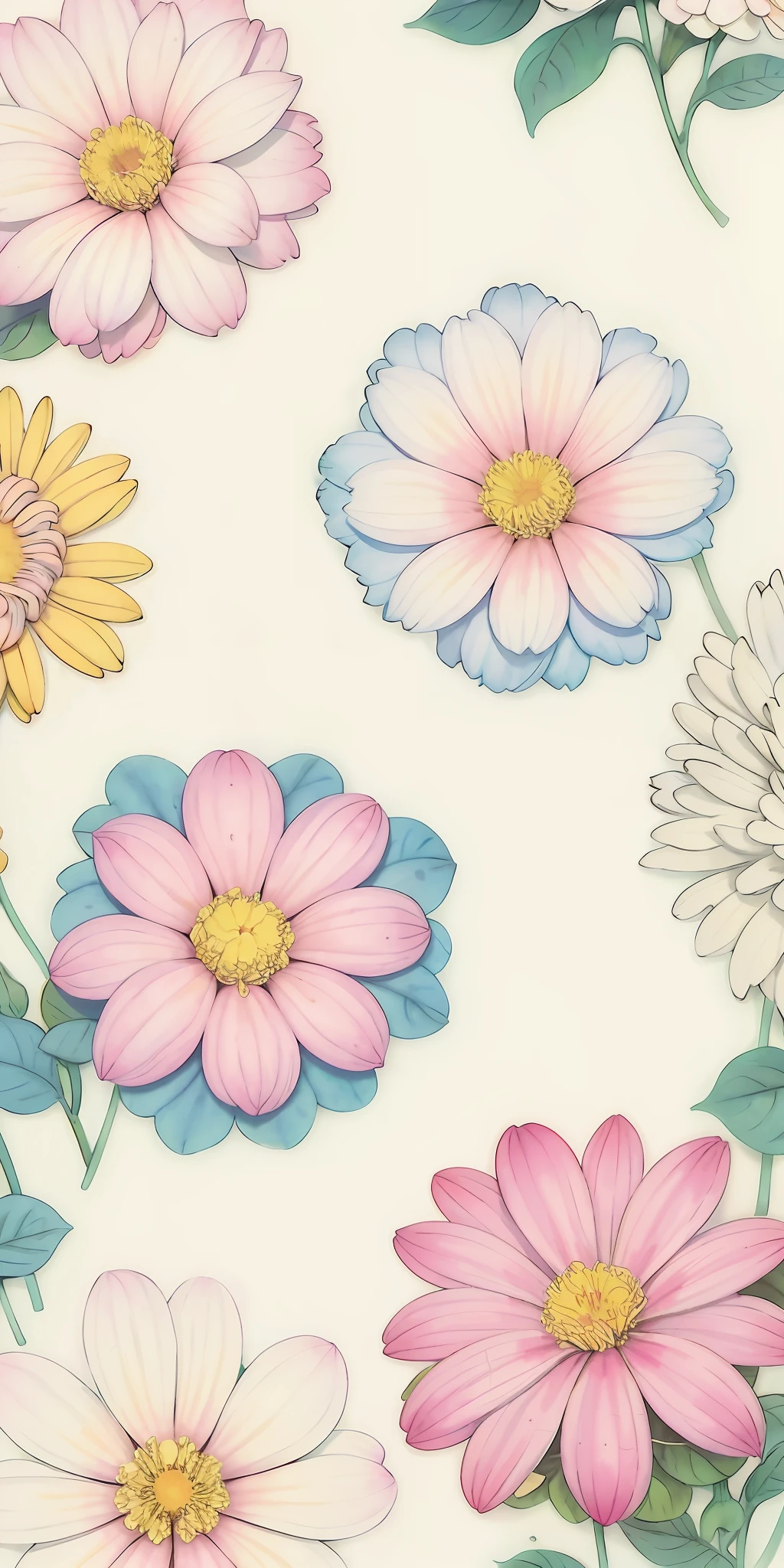 Close up of flower painting on white background, smeared flowers, pastel flowery background, soft flowers, Flowers in the background, patchy flowers, pastel simple art, Flower background, colored flowers, opulent, Flowers around, flower power motifs, flower bloom, stylized flowers, background pastel, flower, Gentle background, stylized painterly