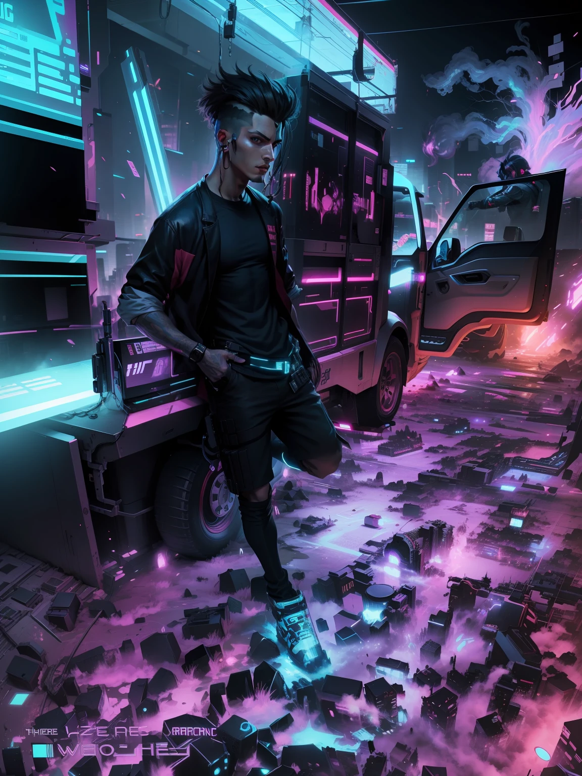 Change background cyberpunk handsome