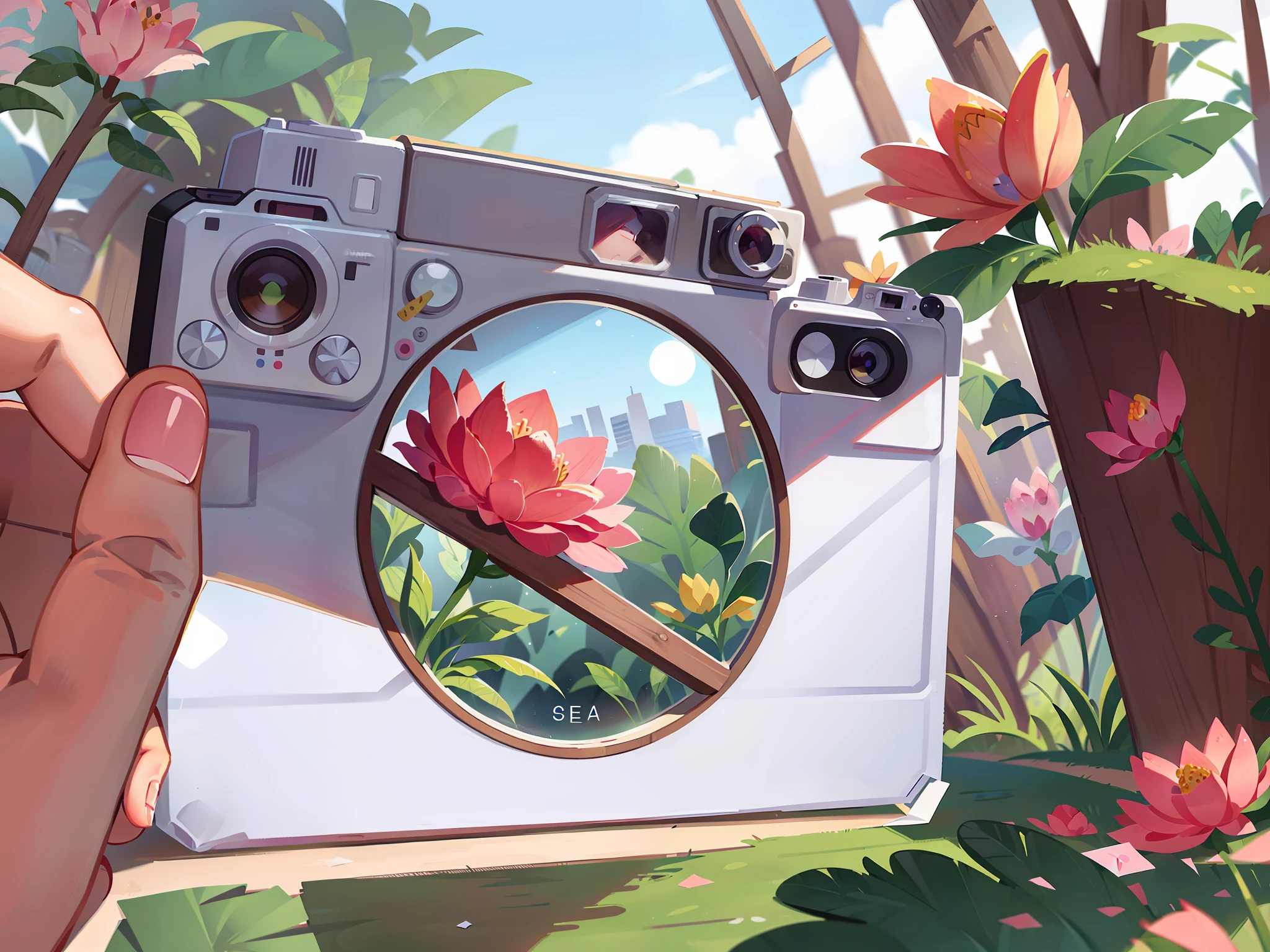 There is a flower inside, The camera blooms, paper cut out, paper drawing, Photography ), forced perspective, Realistic photography, Real life photography, depicting a flower, Photorealistic photography, photography hight quality, arte em papel cortado, [ Realistic photography ], hyperrealistic picture, photographrrealistic, stop-motion, Photography], Close up photography