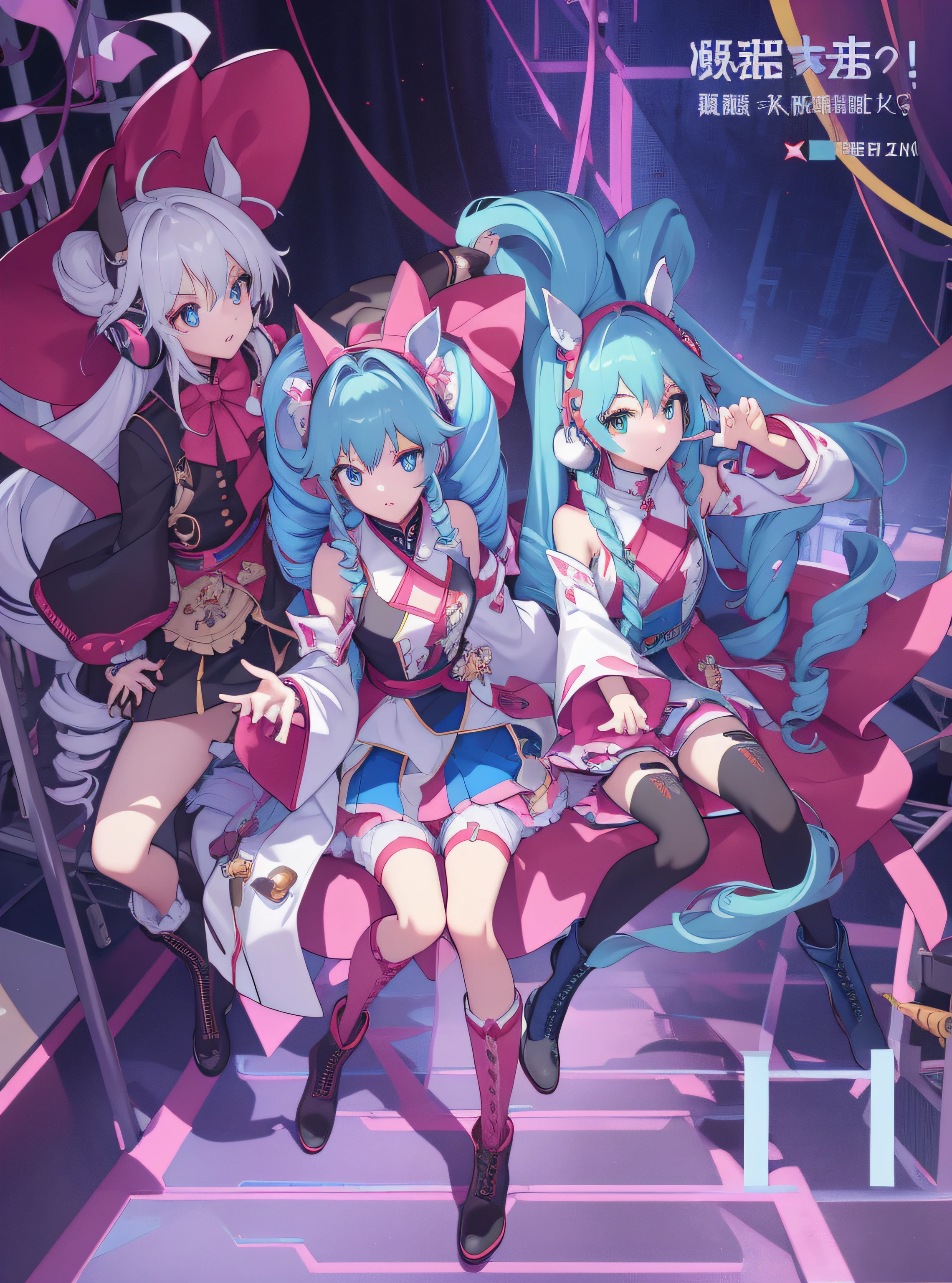 1 Headphones for girls,long whitr hair,独奏,dual horsetail,Drill your hair,halter,Extra-long hair,Boots,mitts,Black shoes all over the body,sockes,Double diamond,cropped shoulders,Keep your eyes on the audience,blue hair,Separate the sleeves,Performing on stage