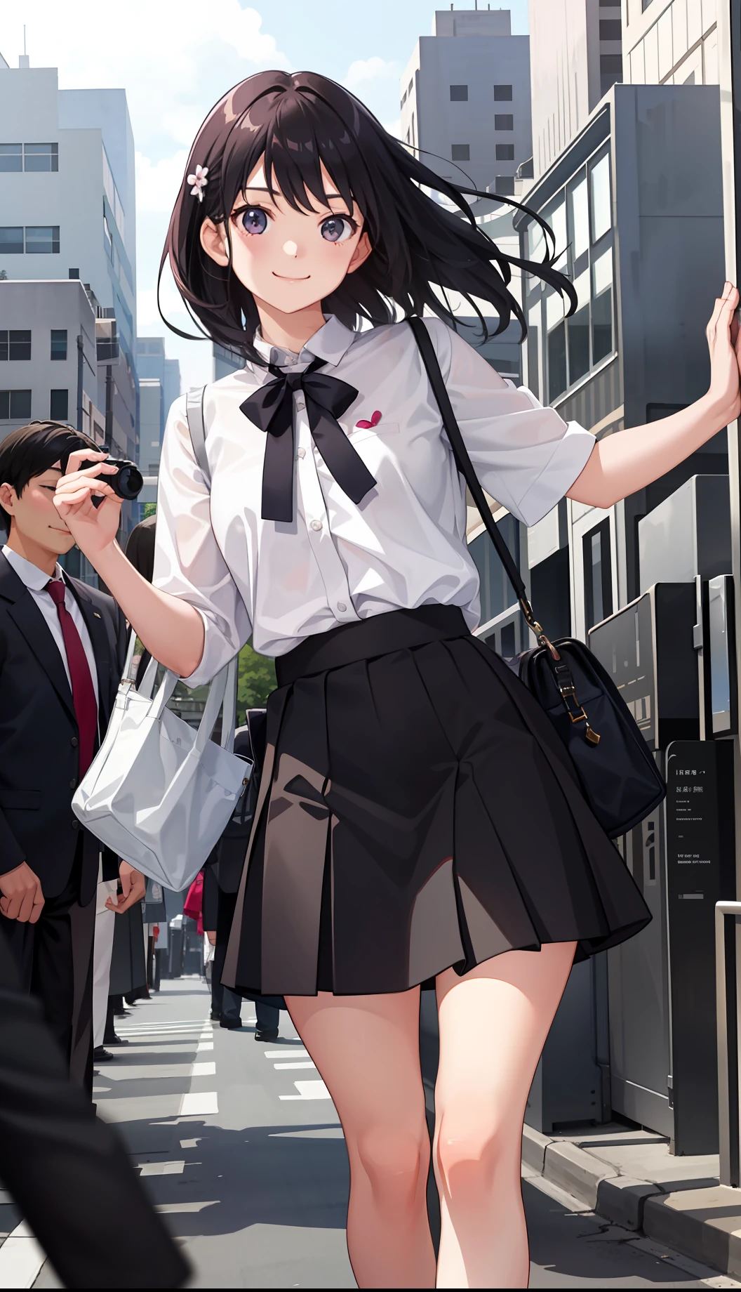 1girl in、A smile、The shirt、Blouse、skirt by the、（small tits）Chilarism、movement、