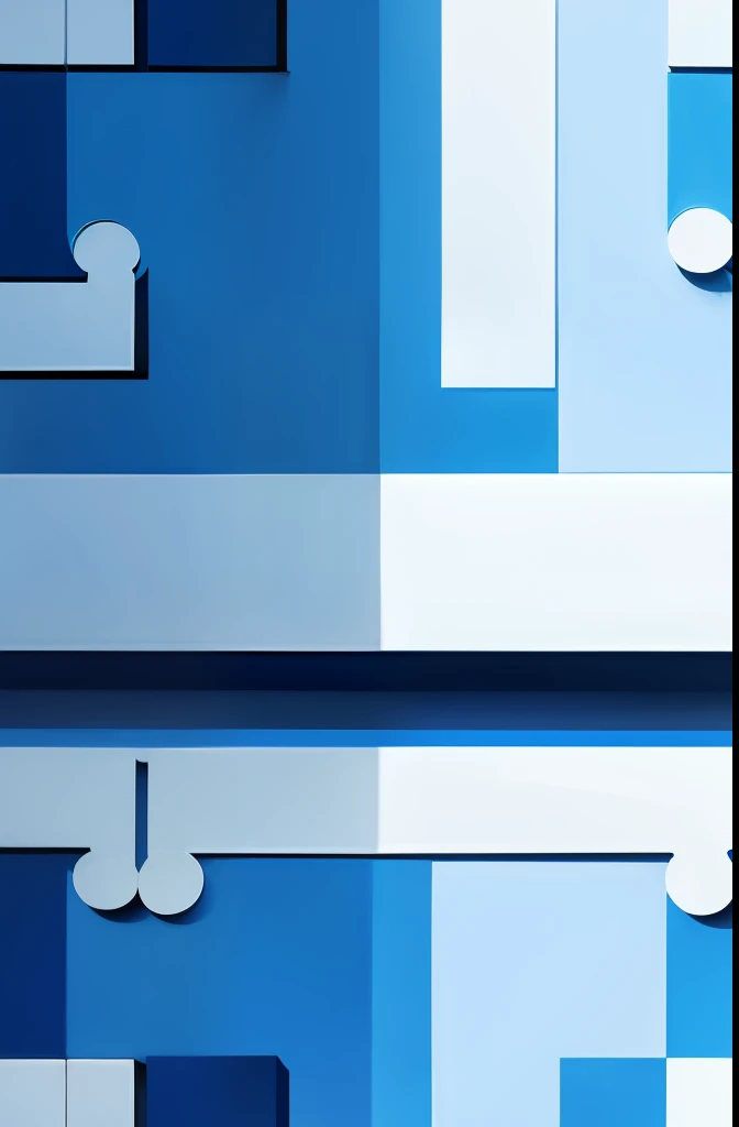 Pattern of puzzle pieces in shades of blue and white, simetrico
