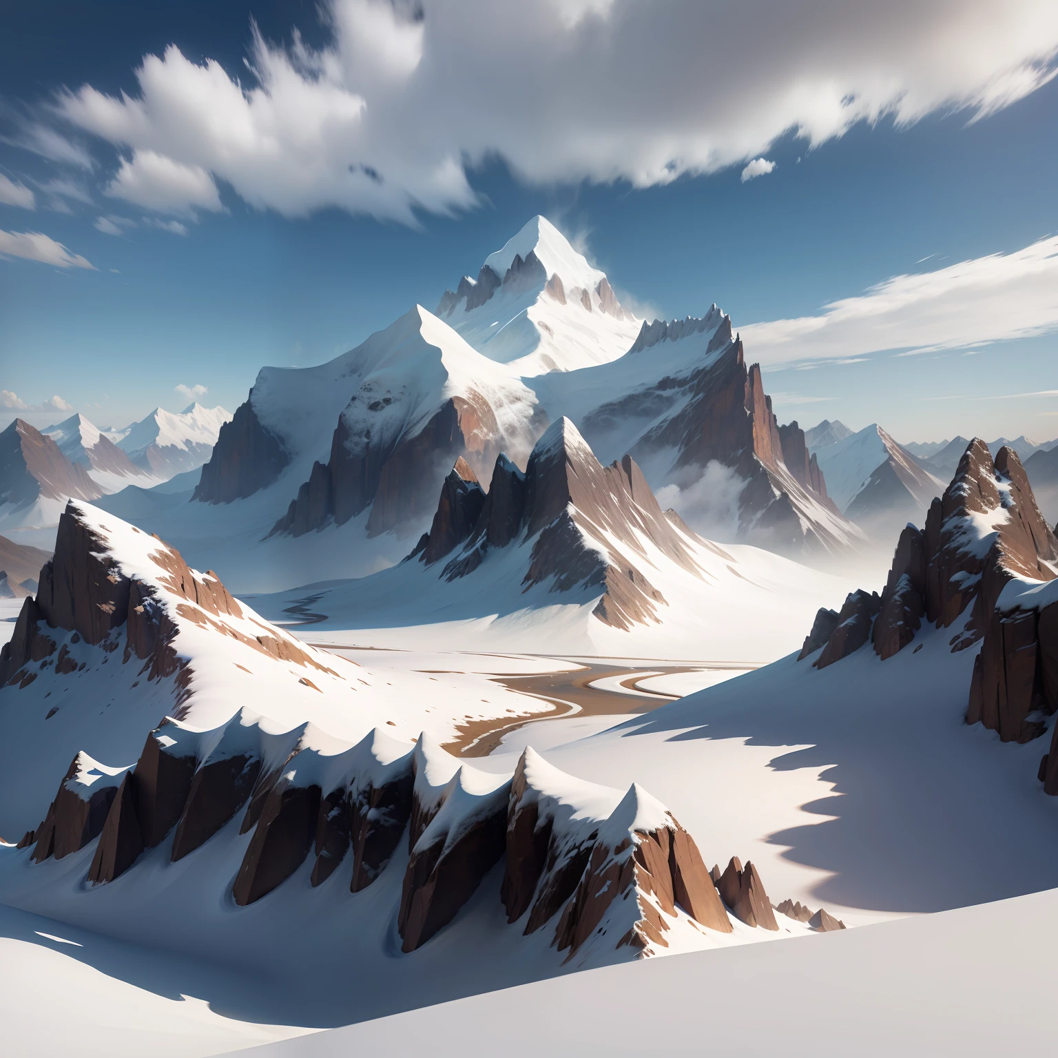 Snow-capped mountains，Less detail，Screen manipulation transparency，ren