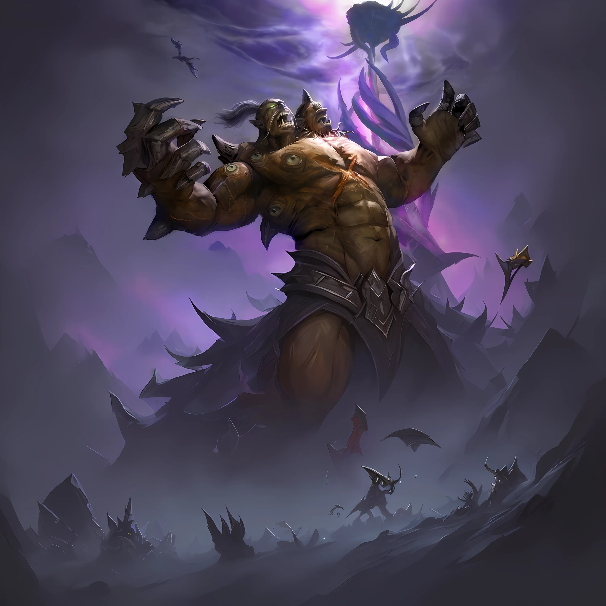 There is a painting,It is a monster with a huge body depicted, blizzard warcraft artwork, world of warcraft concept art, world of warcraft splash art, blizzard game concept art, heroes of the storm splash art, World of Warcraft art, blizzard concept art, Blizzard Hearthstone concept art, Hearthstone card game artwork. ”, hearthstone concept art, zerg, amazing portrait of viego, warcraft artwork