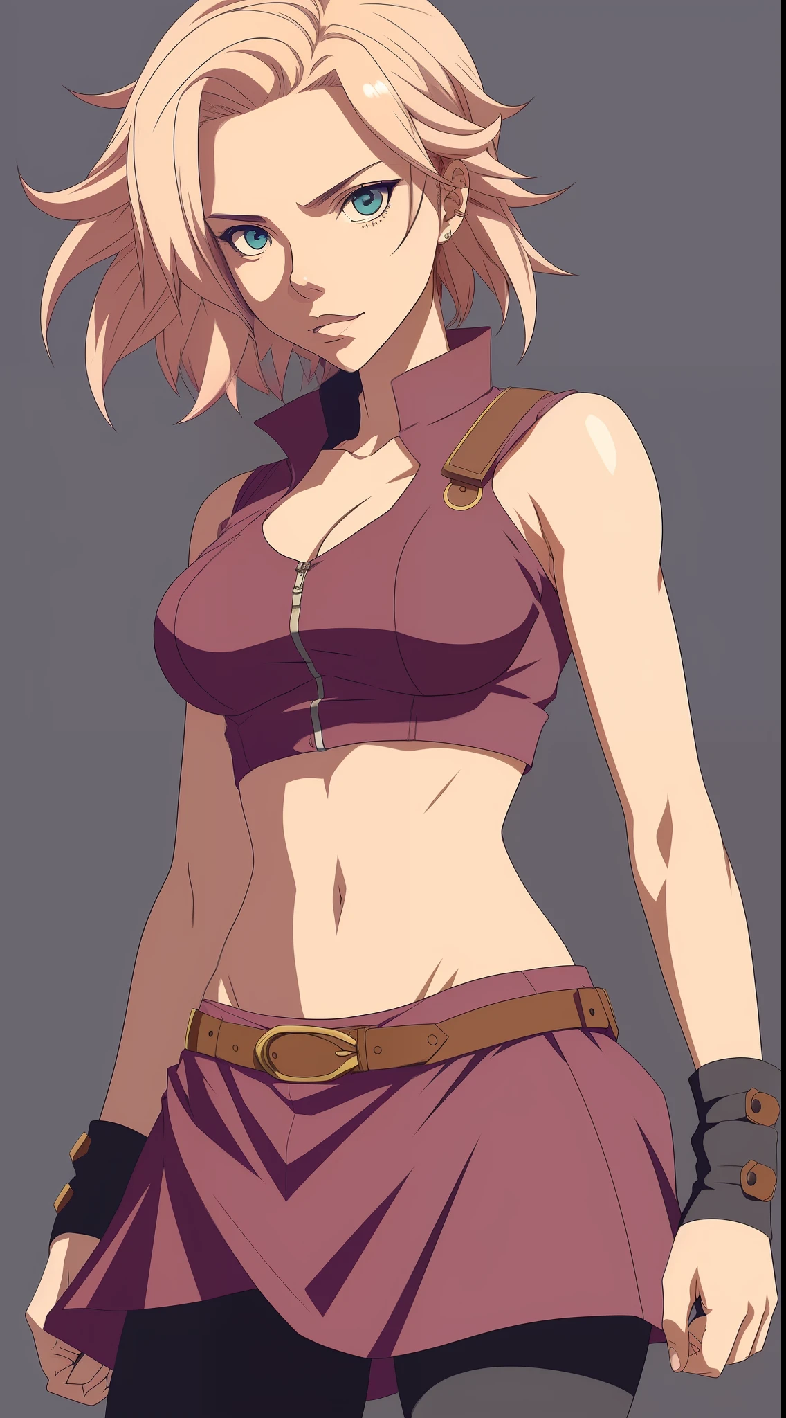 por artista "2d", 2d Clave Visual, Manga europeo, Pixiv, Zerochan, Arte 2D, Fantia, scarlett johansson, (((cuerpo completo))), musculosa, corte pixie,ropa casual ,ojos de ostilidad