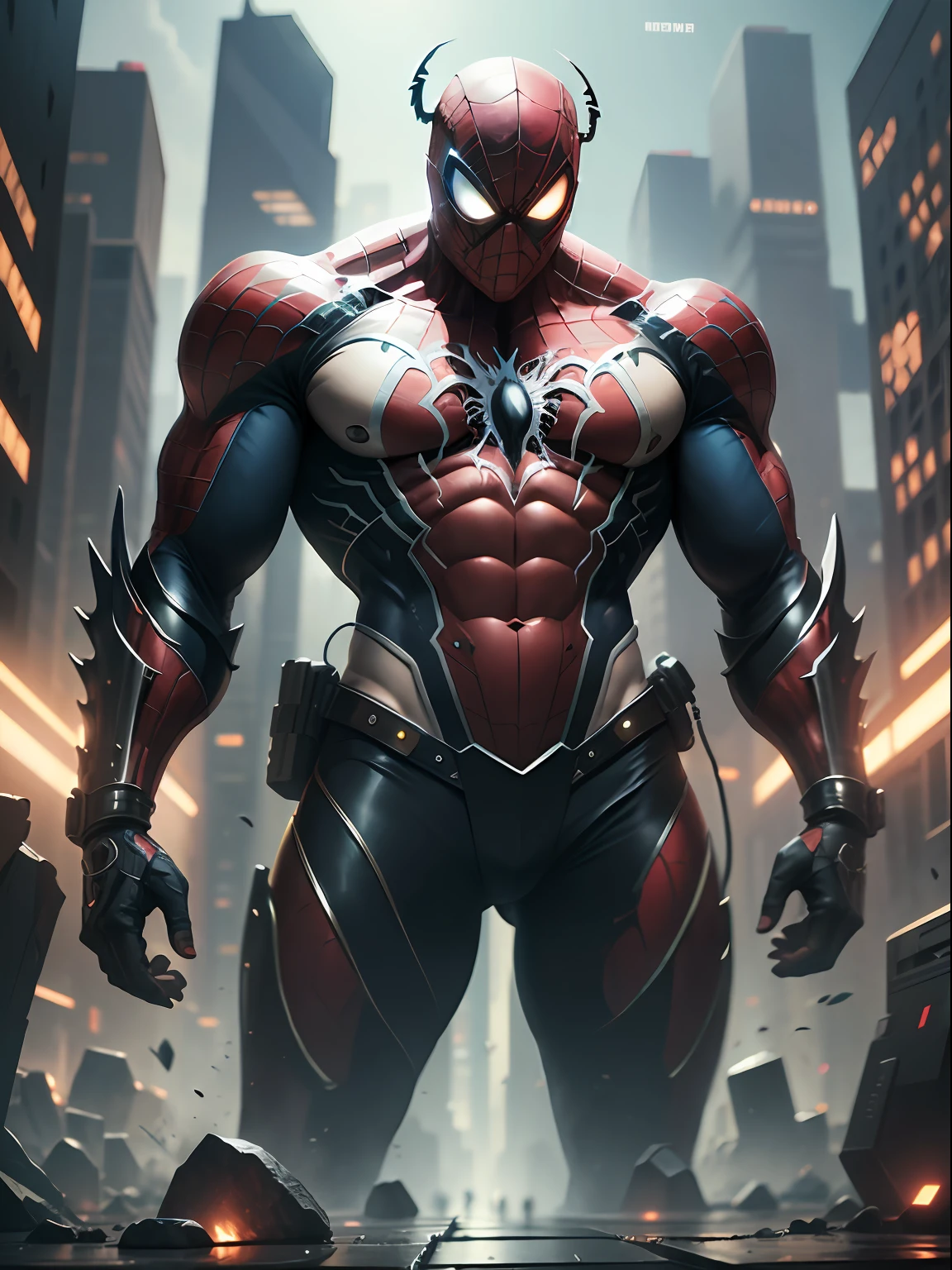 Homem-Aranha, cyberpunk, musculoso, 8K.
