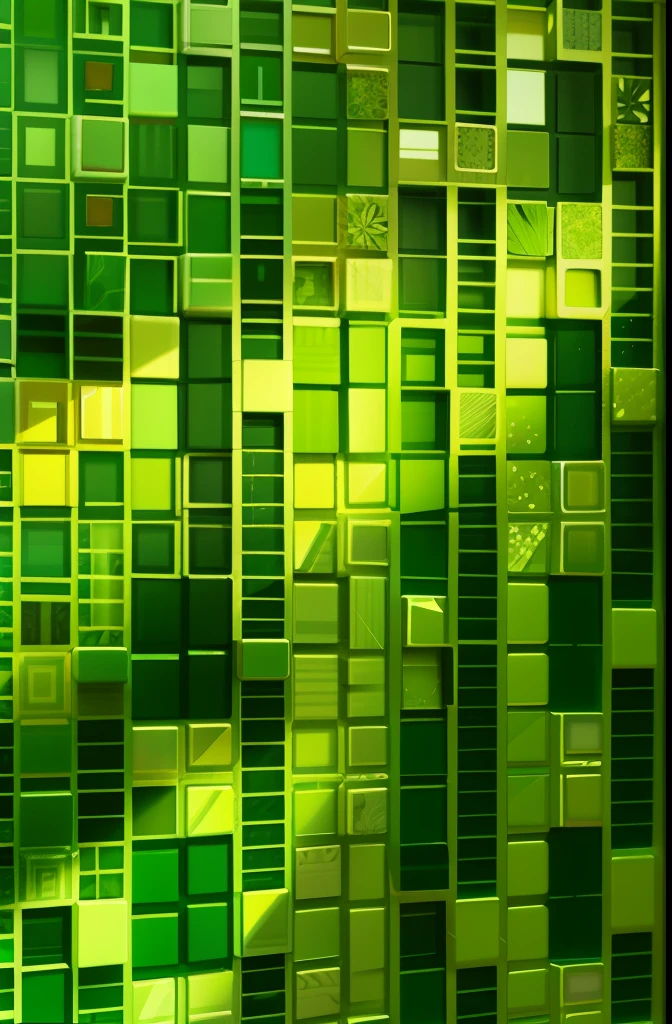 Green pattern mosaic puzzle pieces
